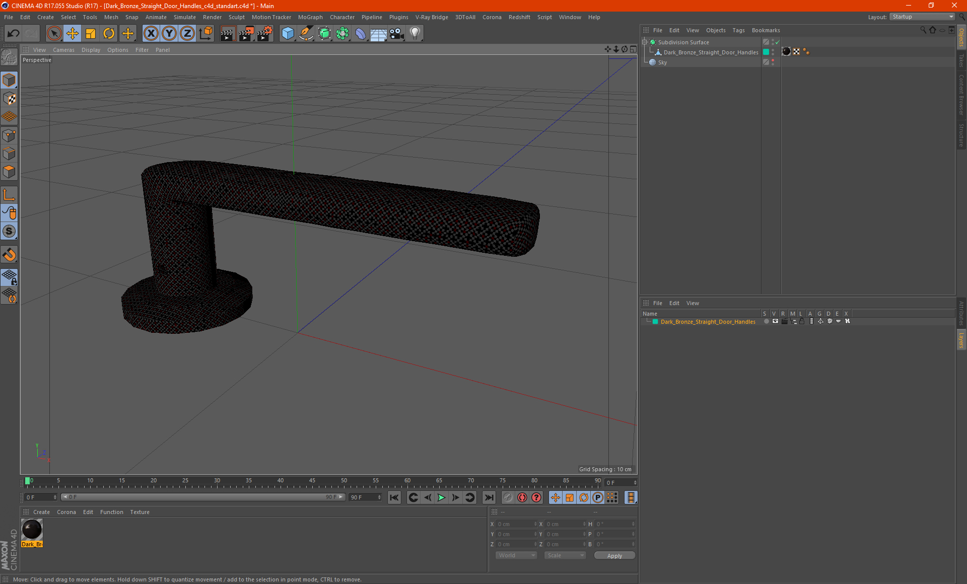 3D Dark Bronze Straight Door Handles model