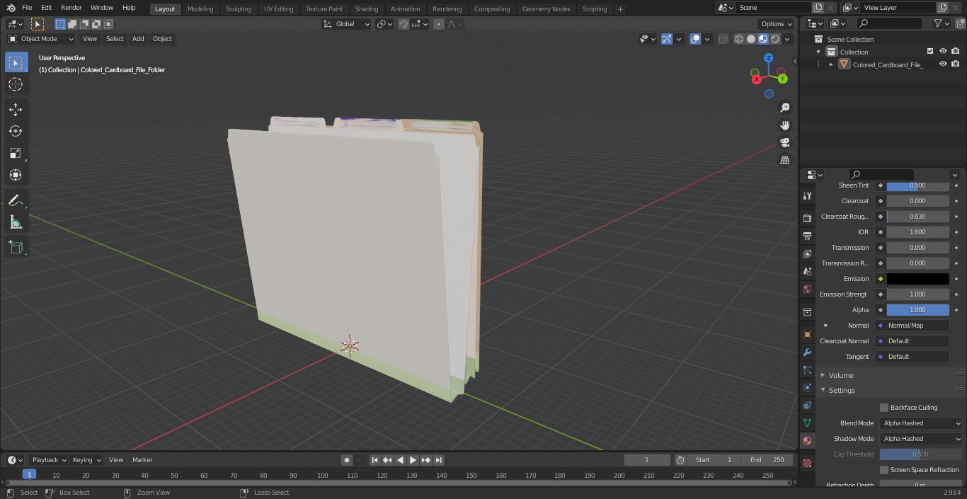 Colored Cardboard File Folder 3D model