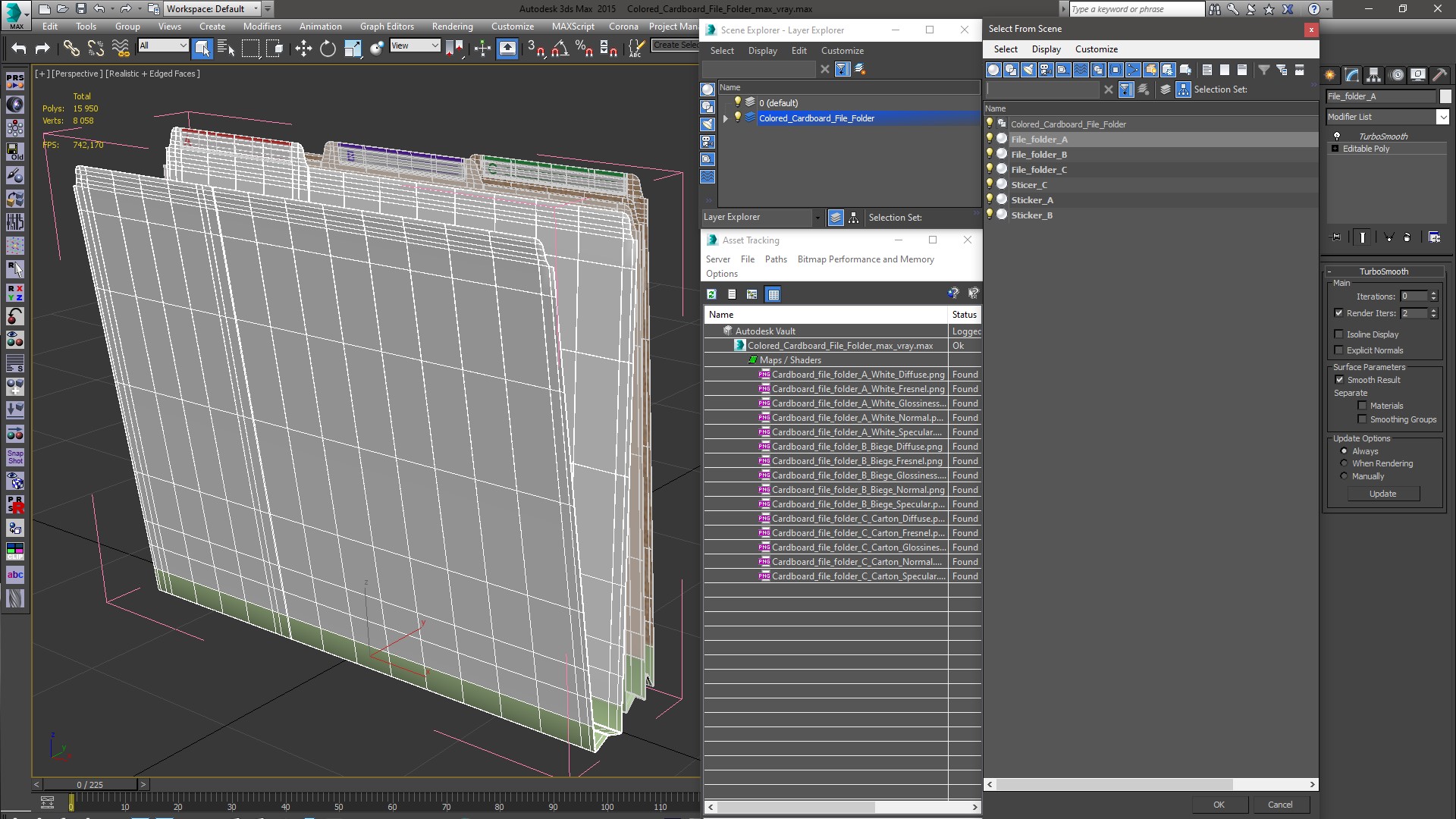 Colored Cardboard File Folder 3D model