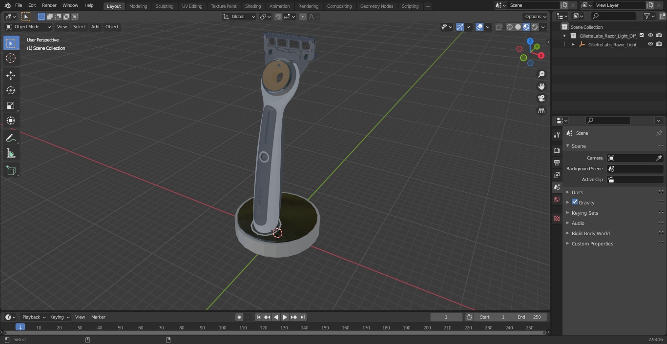 3D GilletteLabs Razor Light Off model