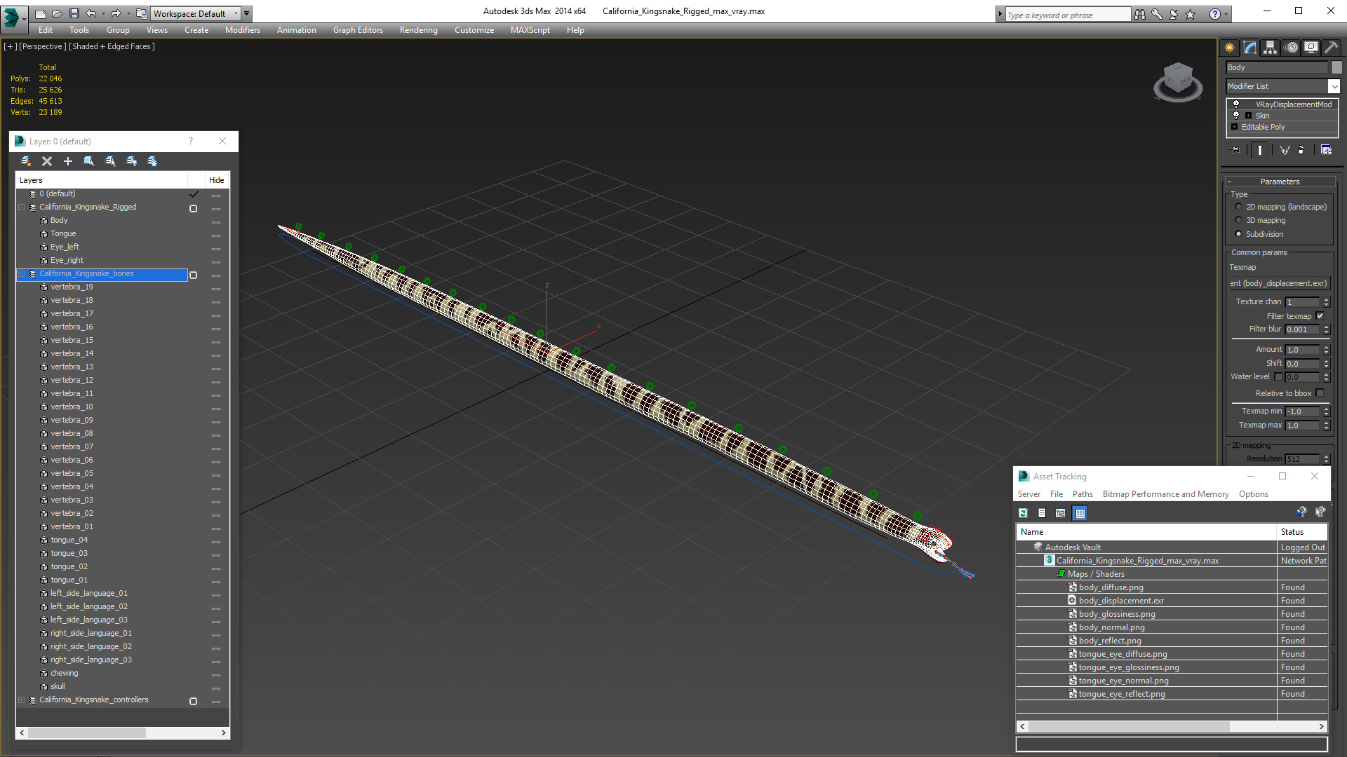 3D California Kingsnake Rigged for Modo