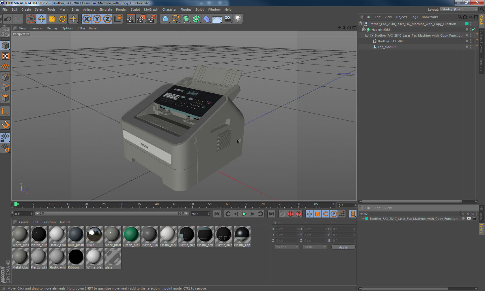 3D Brother FAX 2840 Laser Fax Machine with Copy Function model