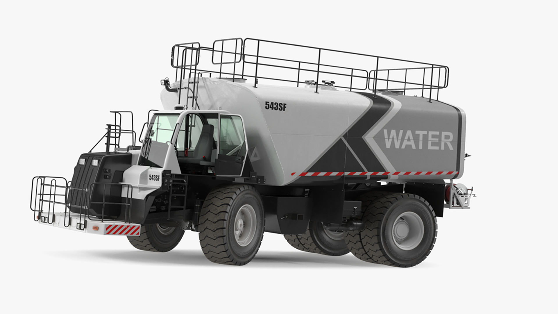 3D White Construction Truck with Grey Water Tank Rigged for Cinema 4D