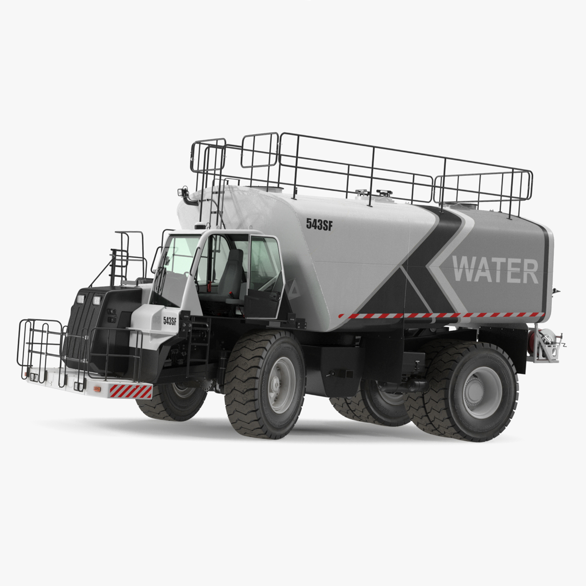 3D White Construction Truck with Grey Water Tank Rigged for Cinema 4D