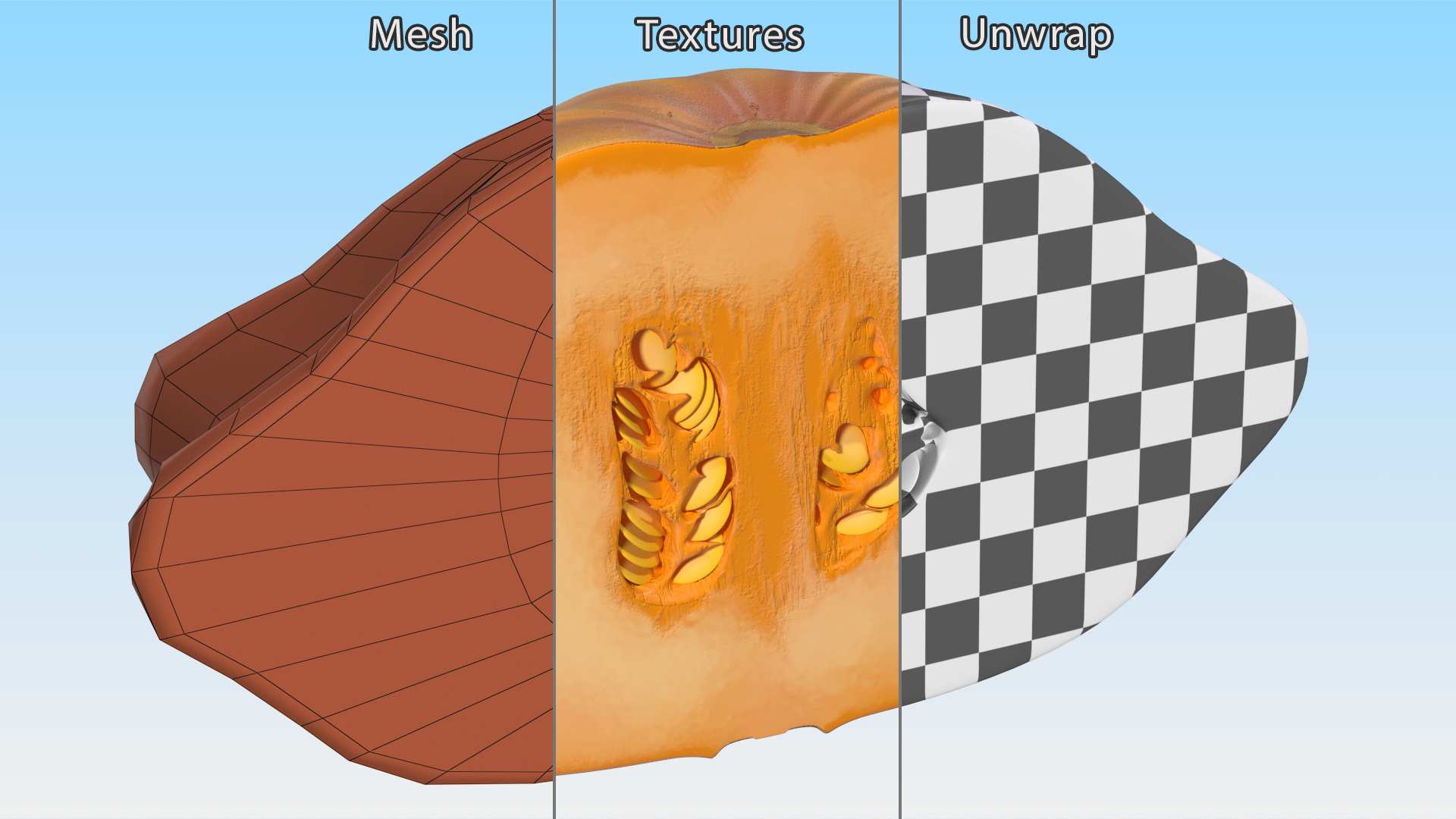 3D Half of Orange Color Bush Pumpkin model