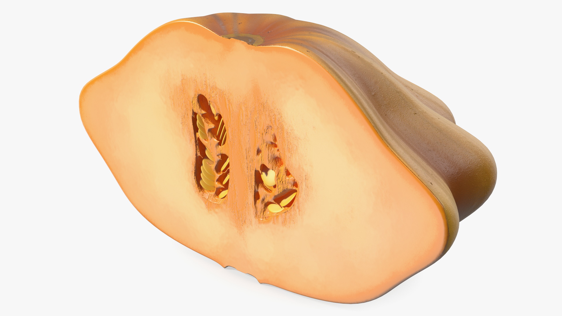 3D Half of Orange Color Bush Pumpkin model