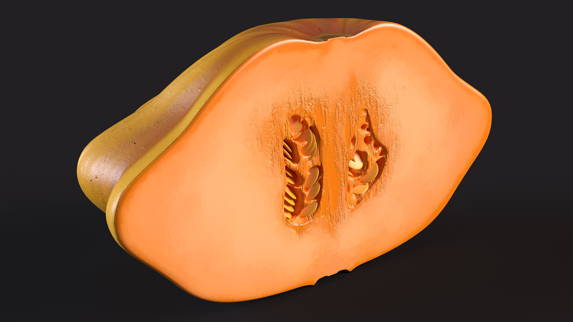 3D Half of Orange Color Bush Pumpkin model