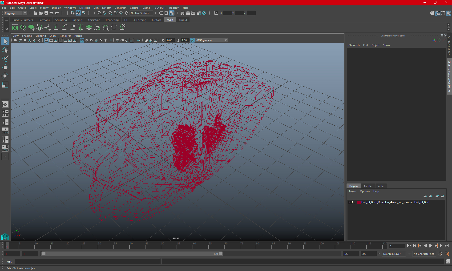 3D Half of Orange Color Bush Pumpkin model