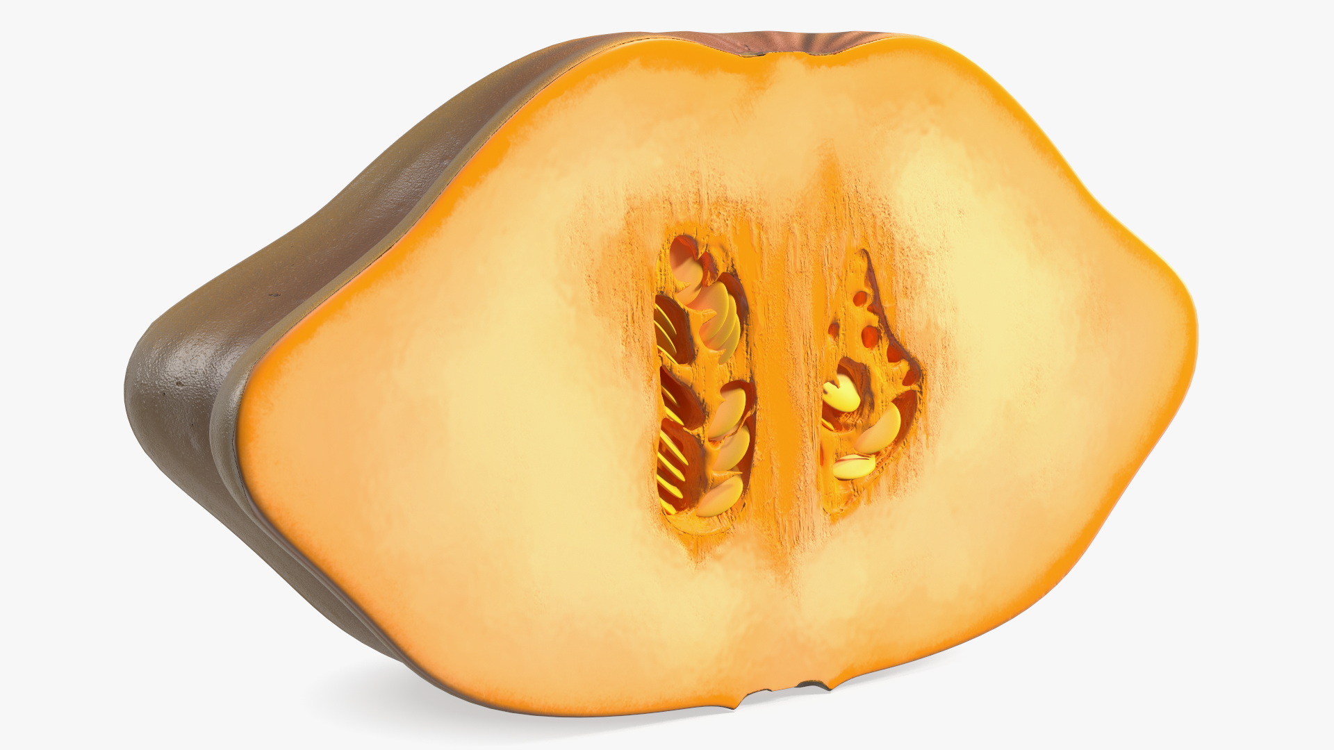 3D Half of Orange Color Bush Pumpkin model