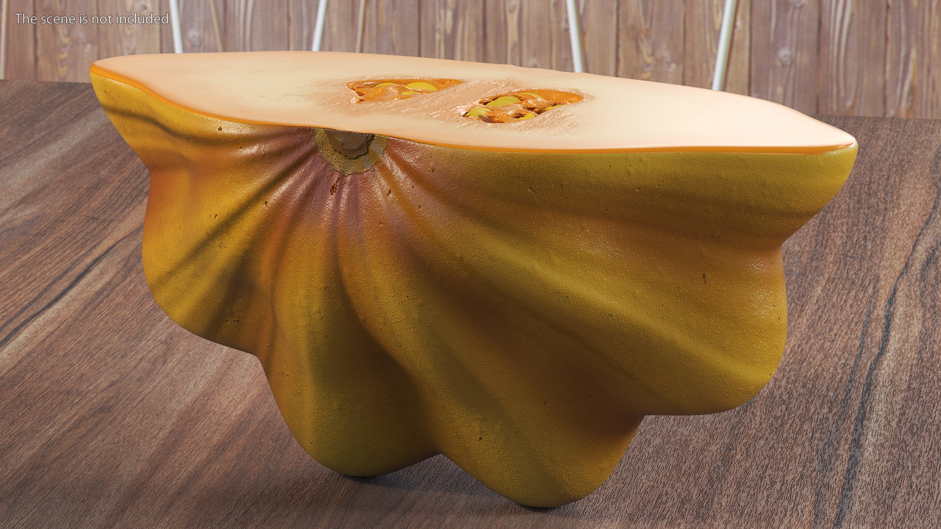 3D Half of Orange Color Bush Pumpkin model