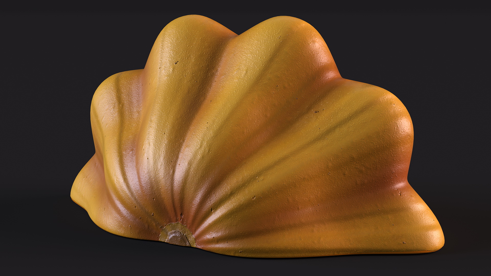 3D Half of Orange Color Bush Pumpkin model