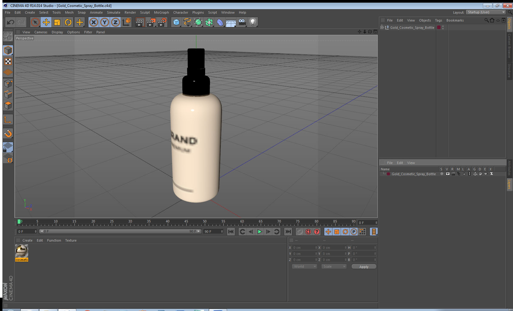 3D Gold Cosmetic Spray Bottle