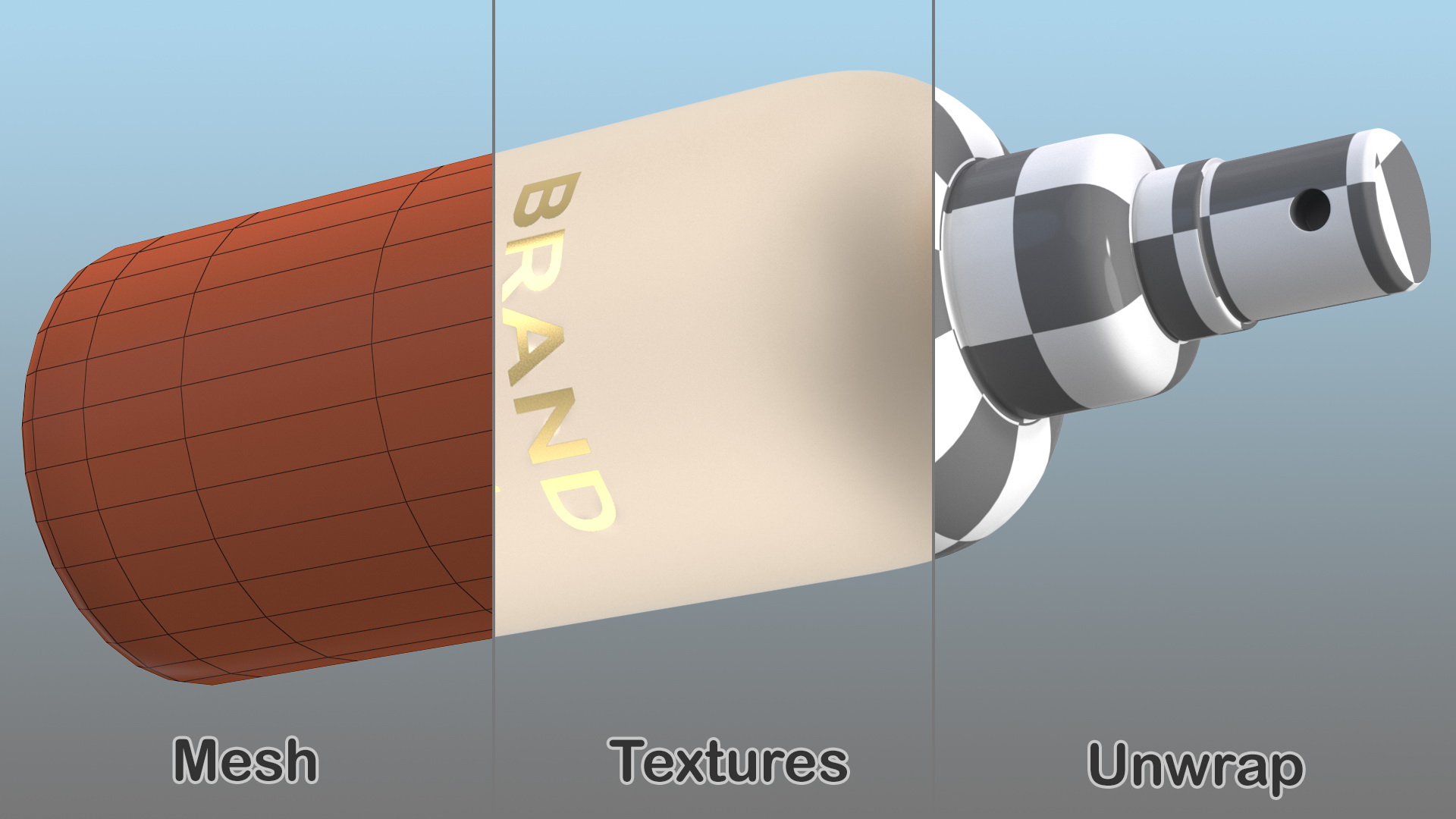 3D Gold Cosmetic Spray Bottle