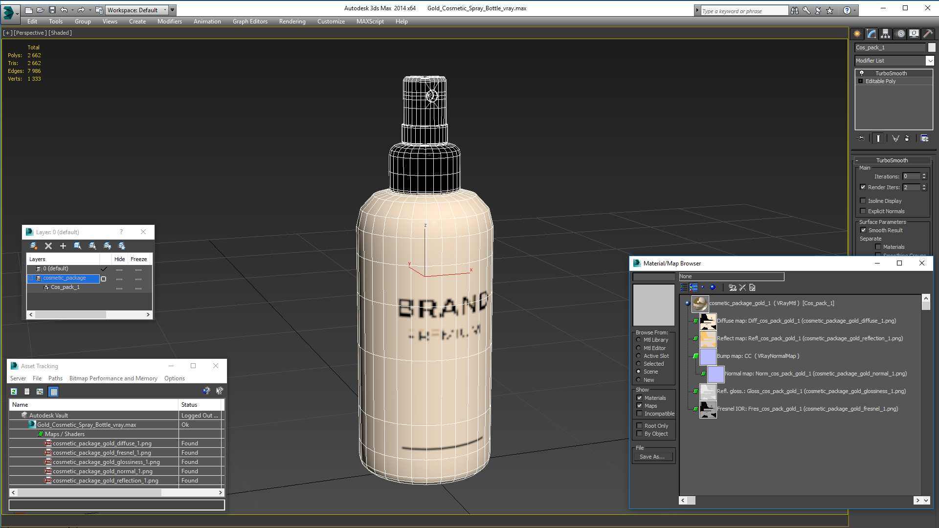 3D Gold Cosmetic Spray Bottle