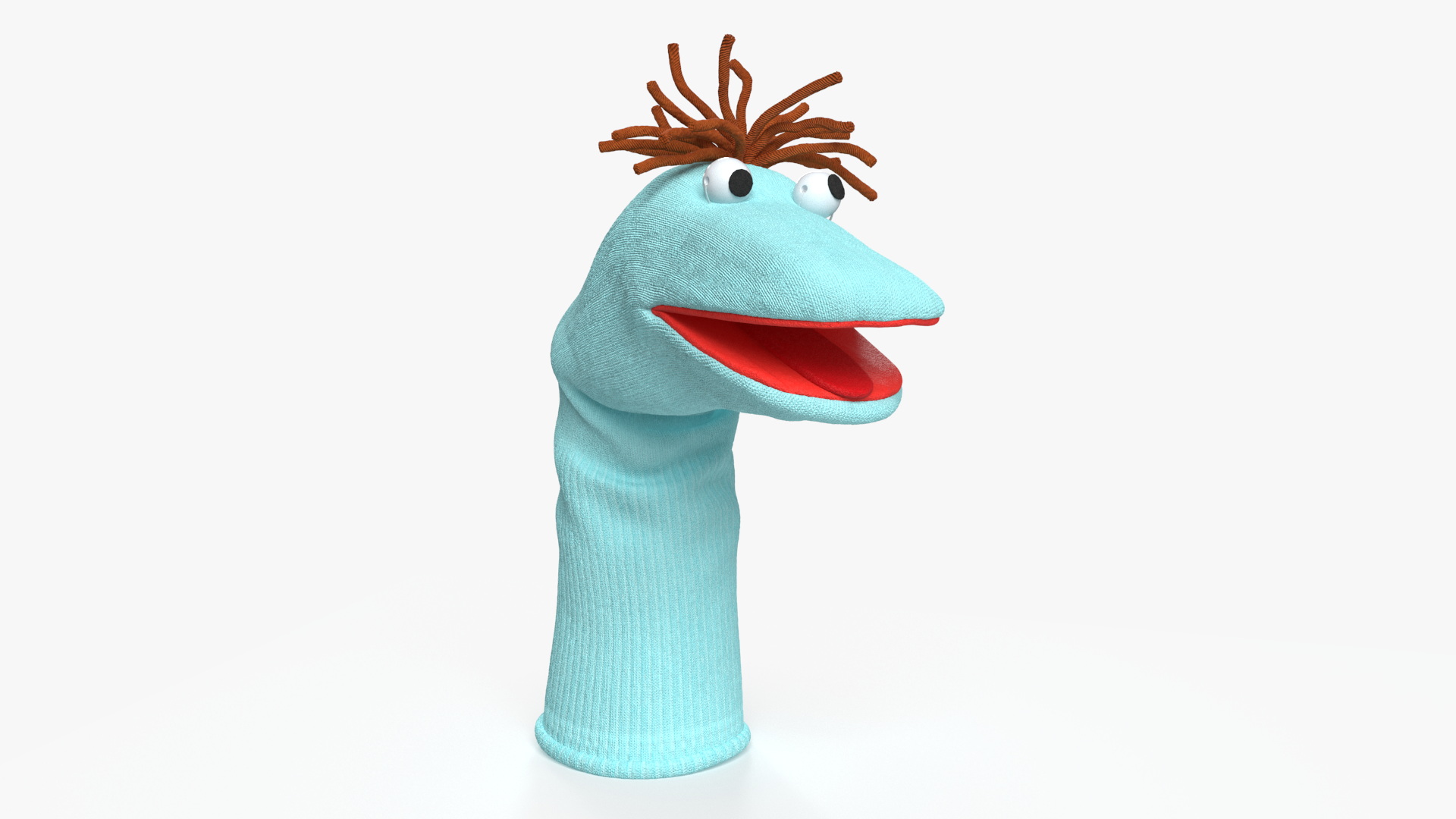 3D Sock Puppet Character Blue Boy Smiling Pose model