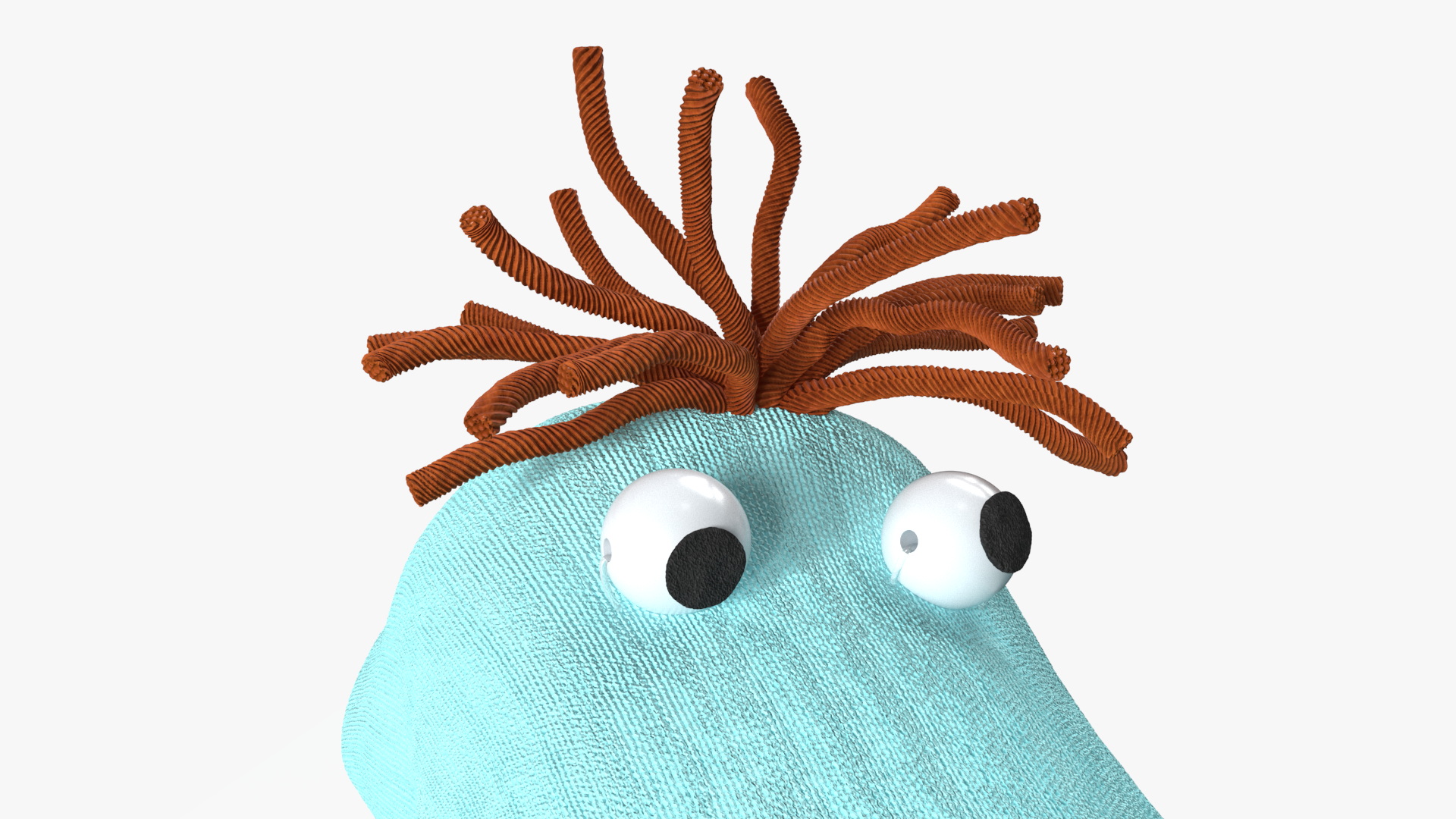 3D Sock Puppet Character Blue Boy Smiling Pose model