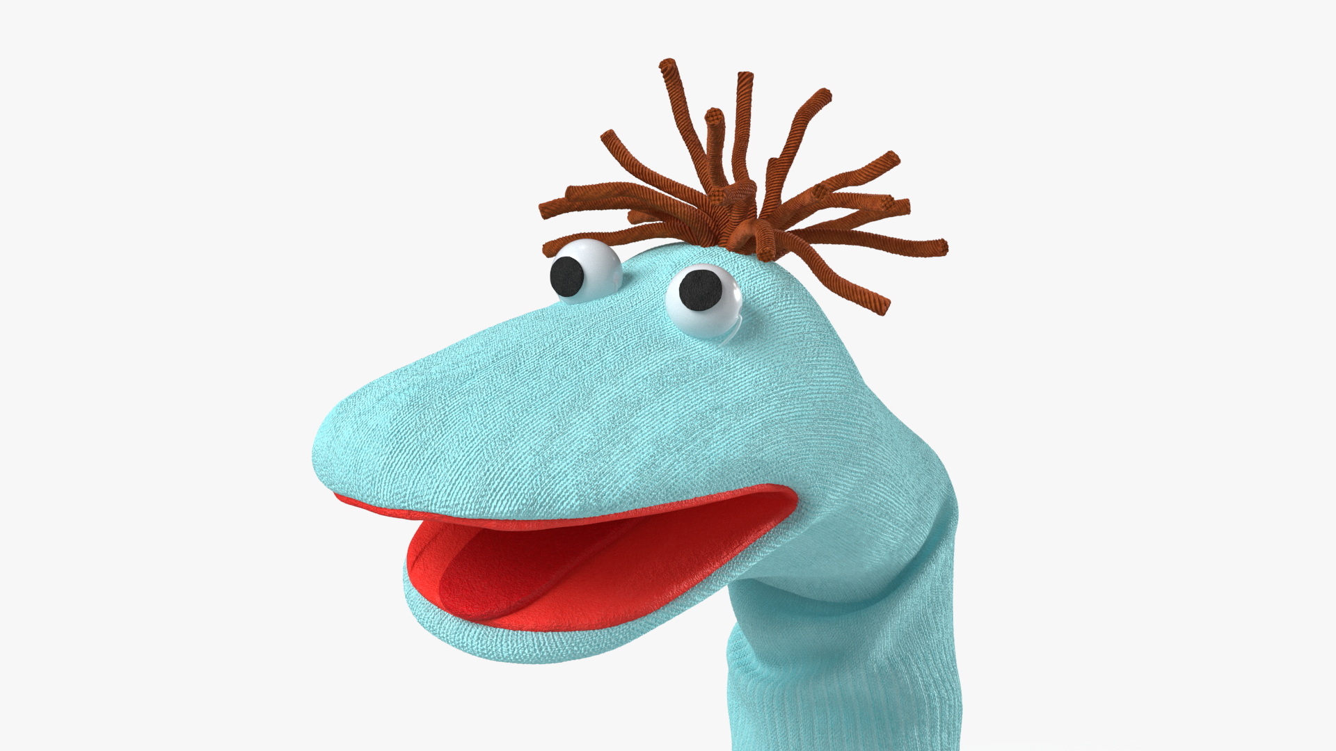 3D Sock Puppet Character Blue Boy Smiling Pose model