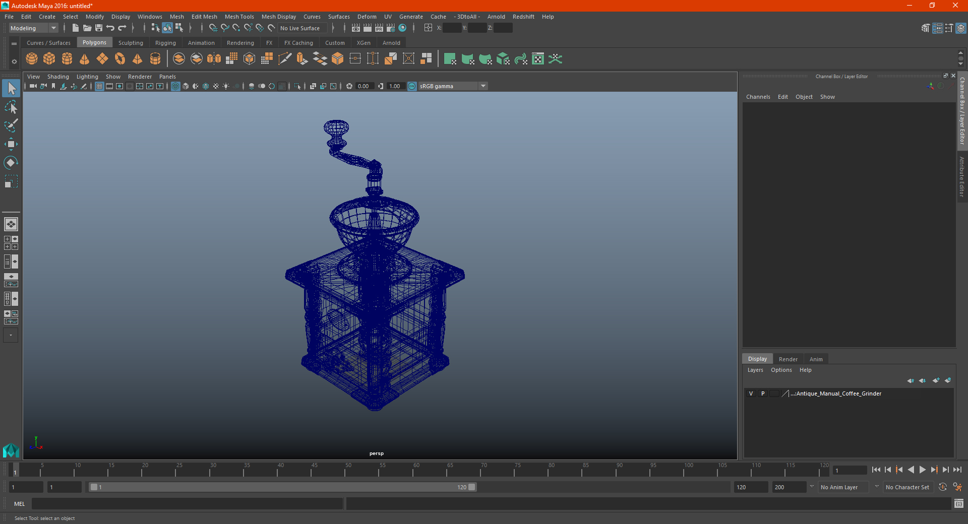 Antique Manual Coffee Grinder 3D model