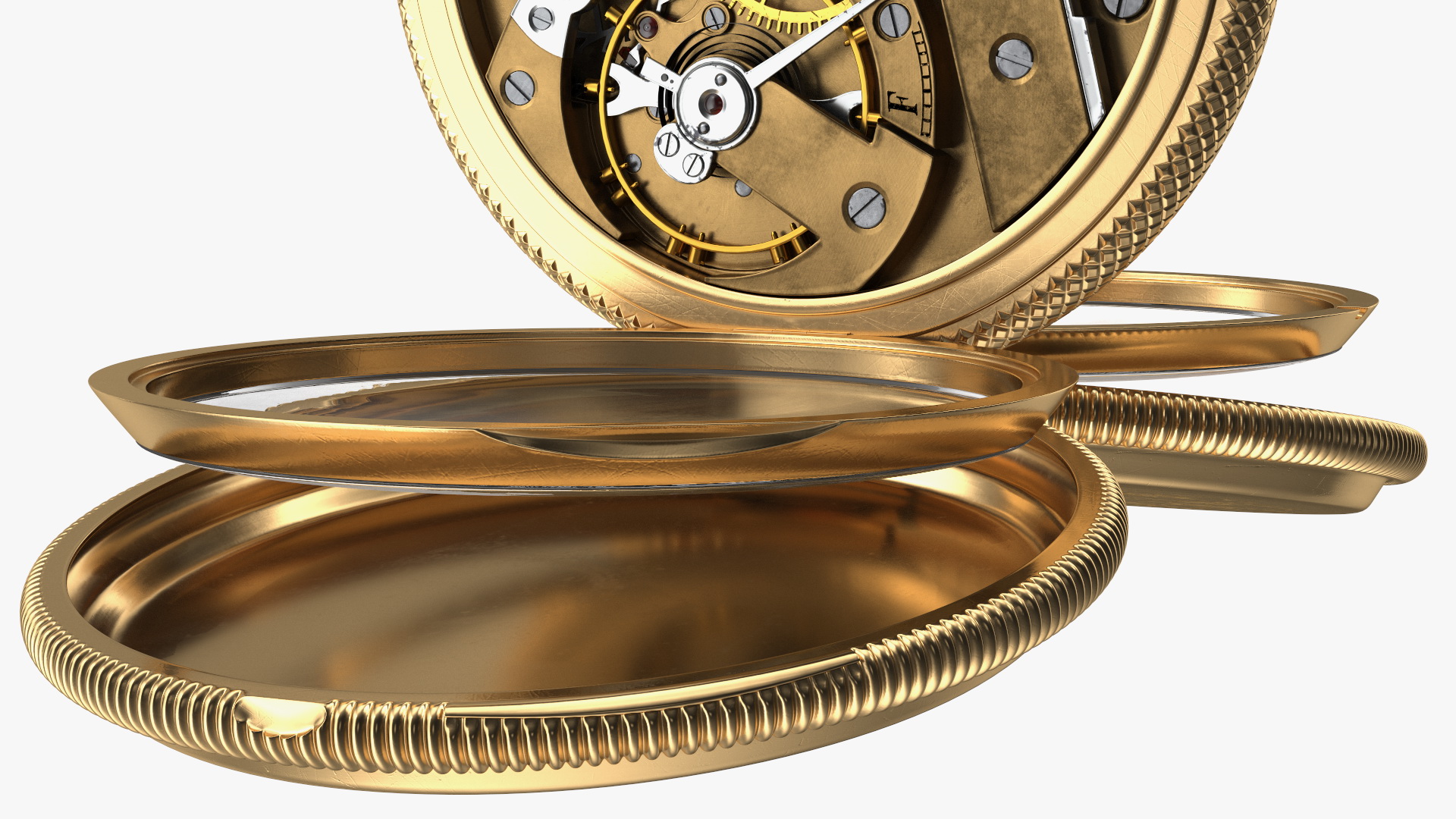 3D model Gold Tiffany Pocket Watch Open