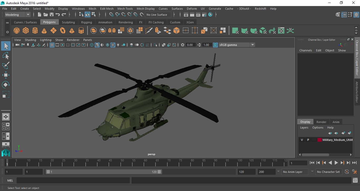 Military Medium Utility Helicopter 3D model