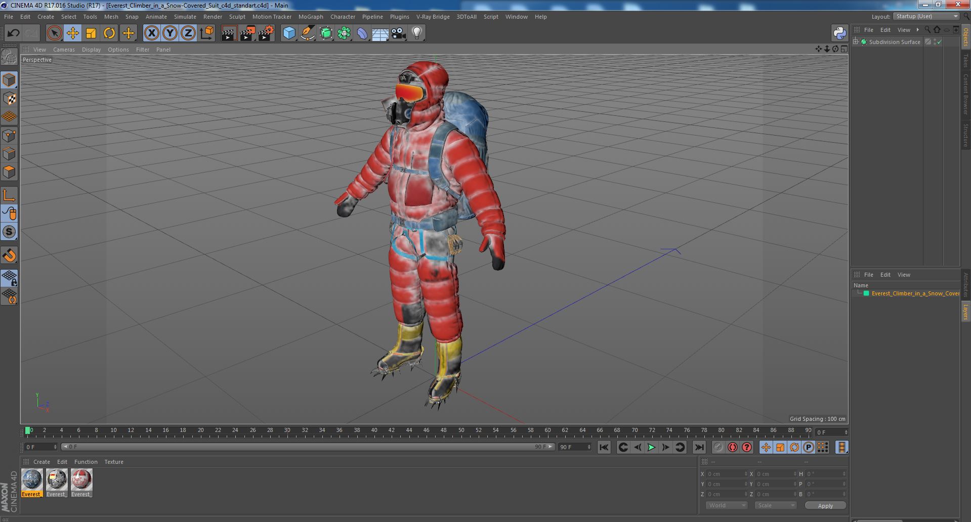 3D Everest Climber in a Snow-Covered Suit model