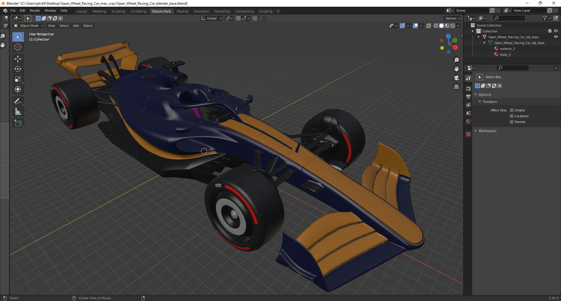 3D Open Wheel Racing Car