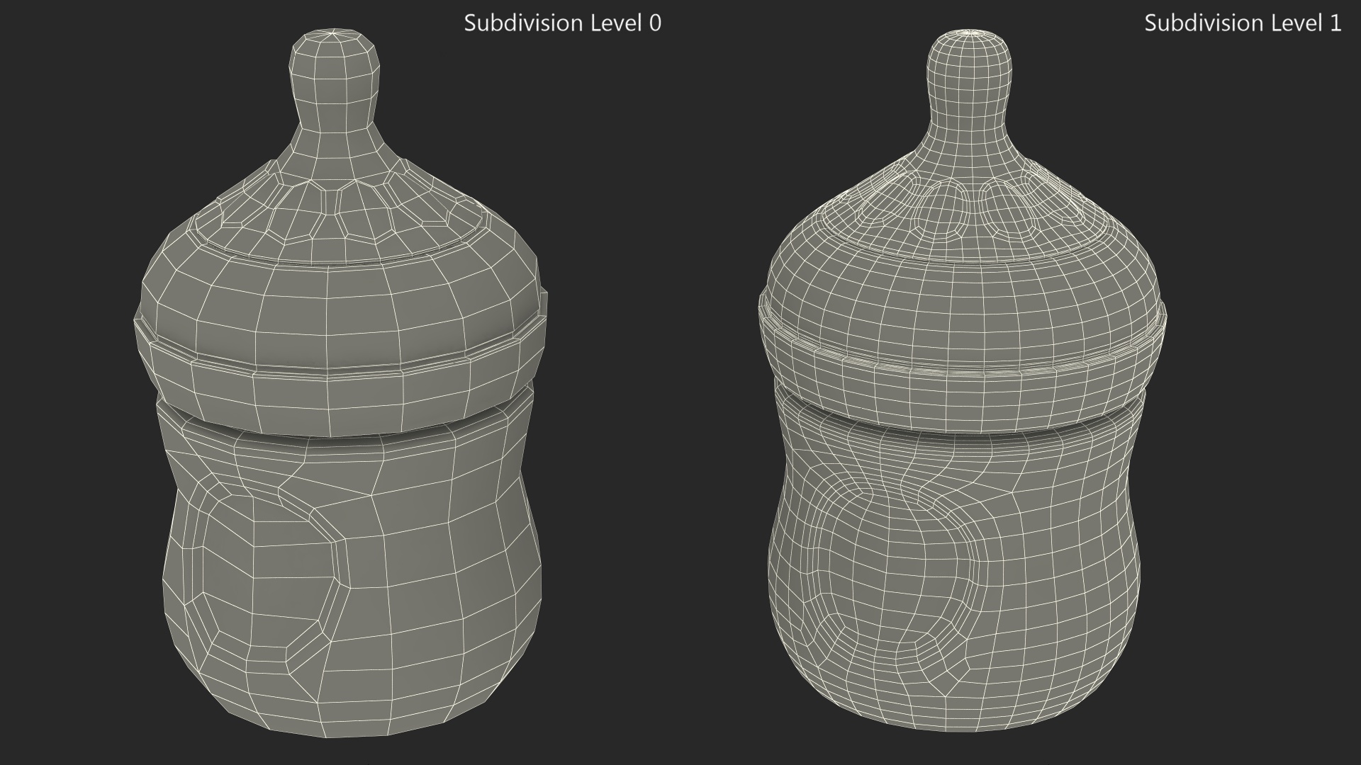 Baby Bottle with Milk and Nipple 3D
