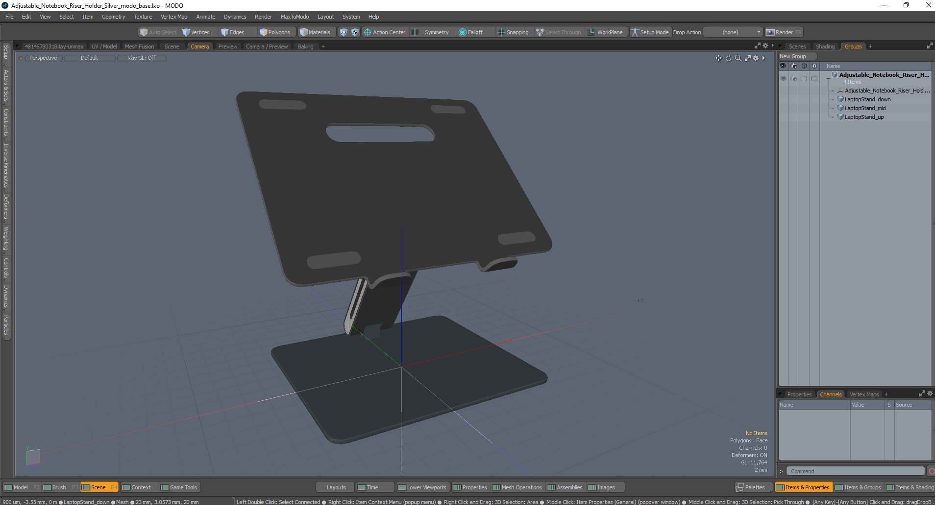Adjustable Notebook Riser Holder Silver 3D model