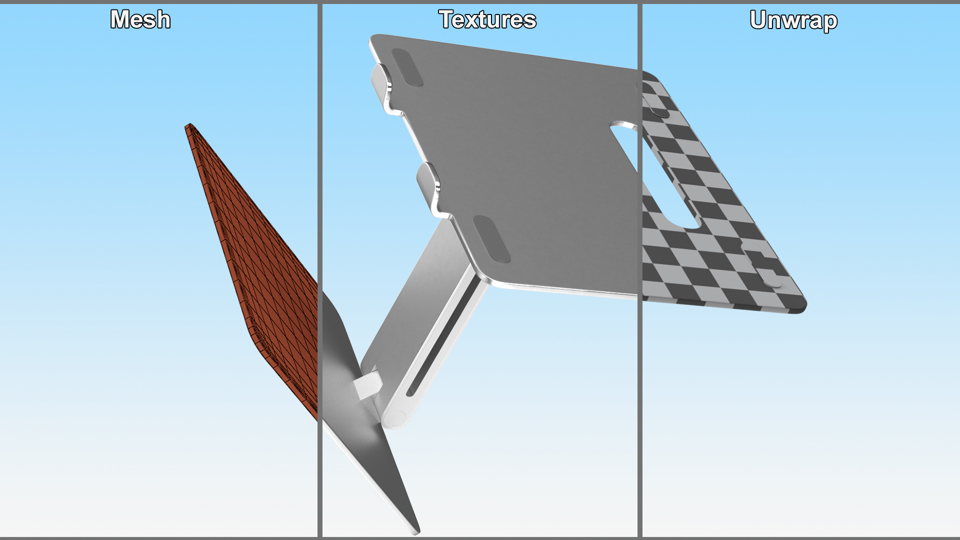 Adjustable Notebook Riser Holder Silver 3D model