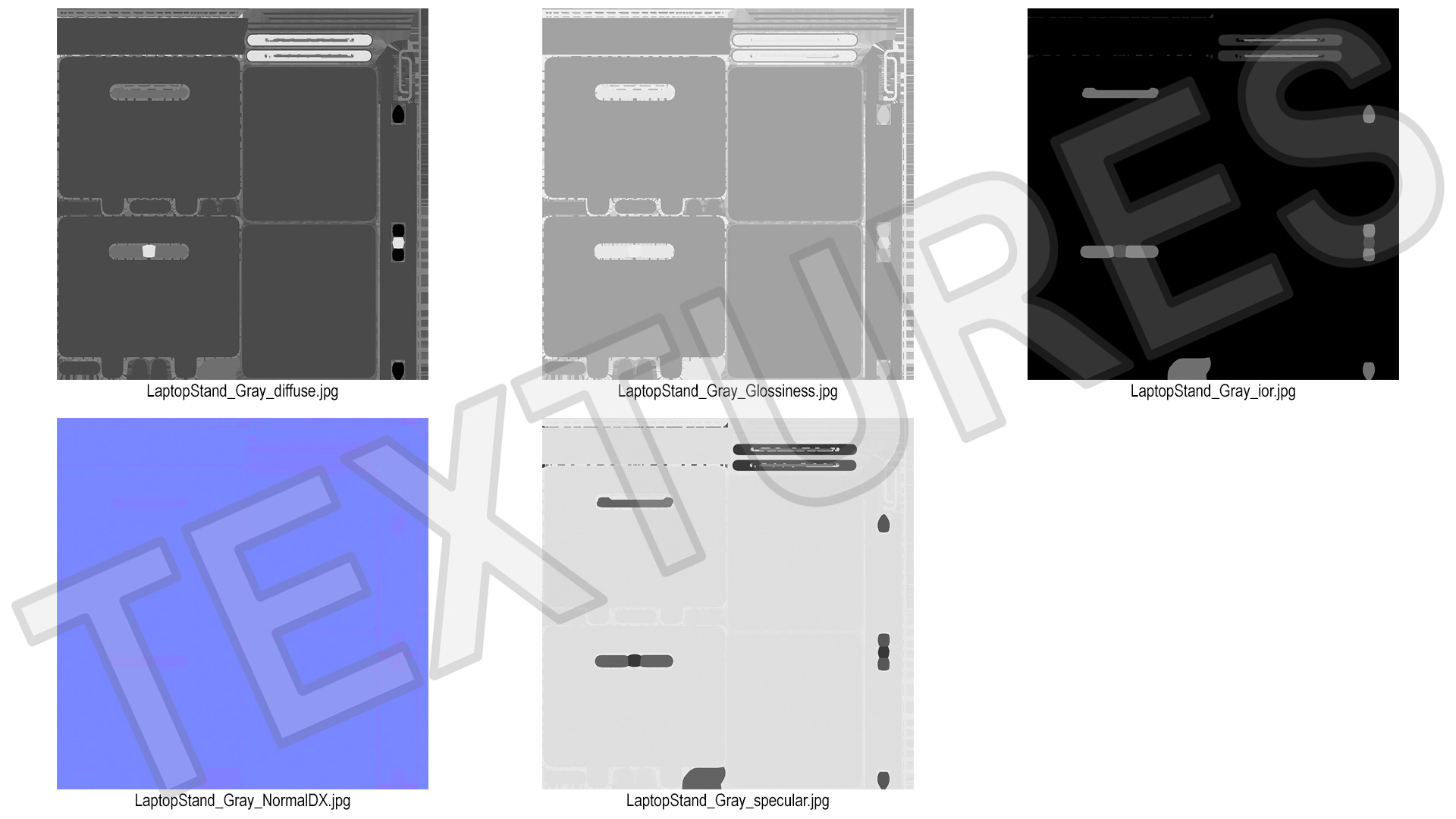 Adjustable Notebook Riser Holder Silver 3D model