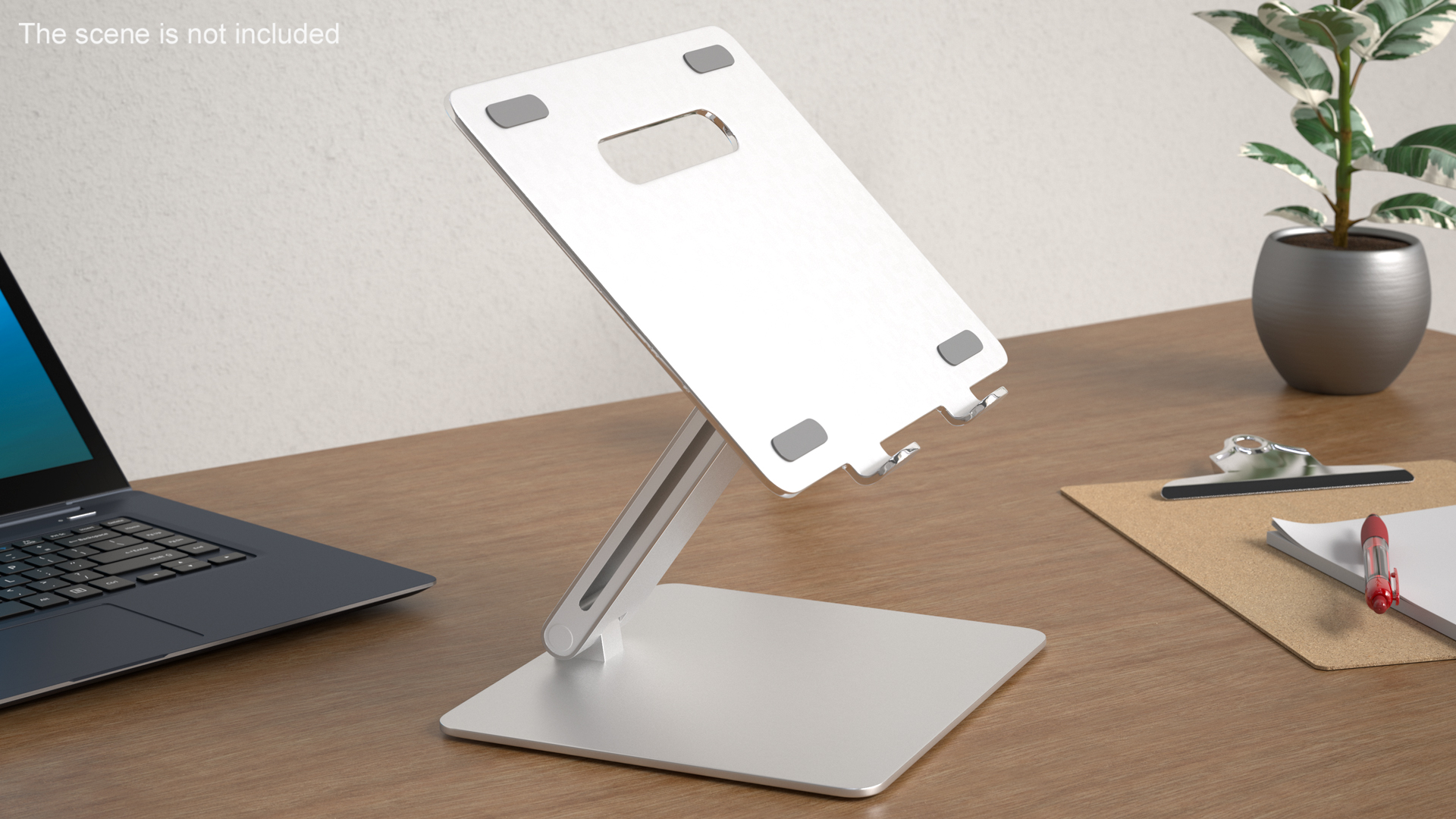 Adjustable Notebook Riser Holder Silver 3D model