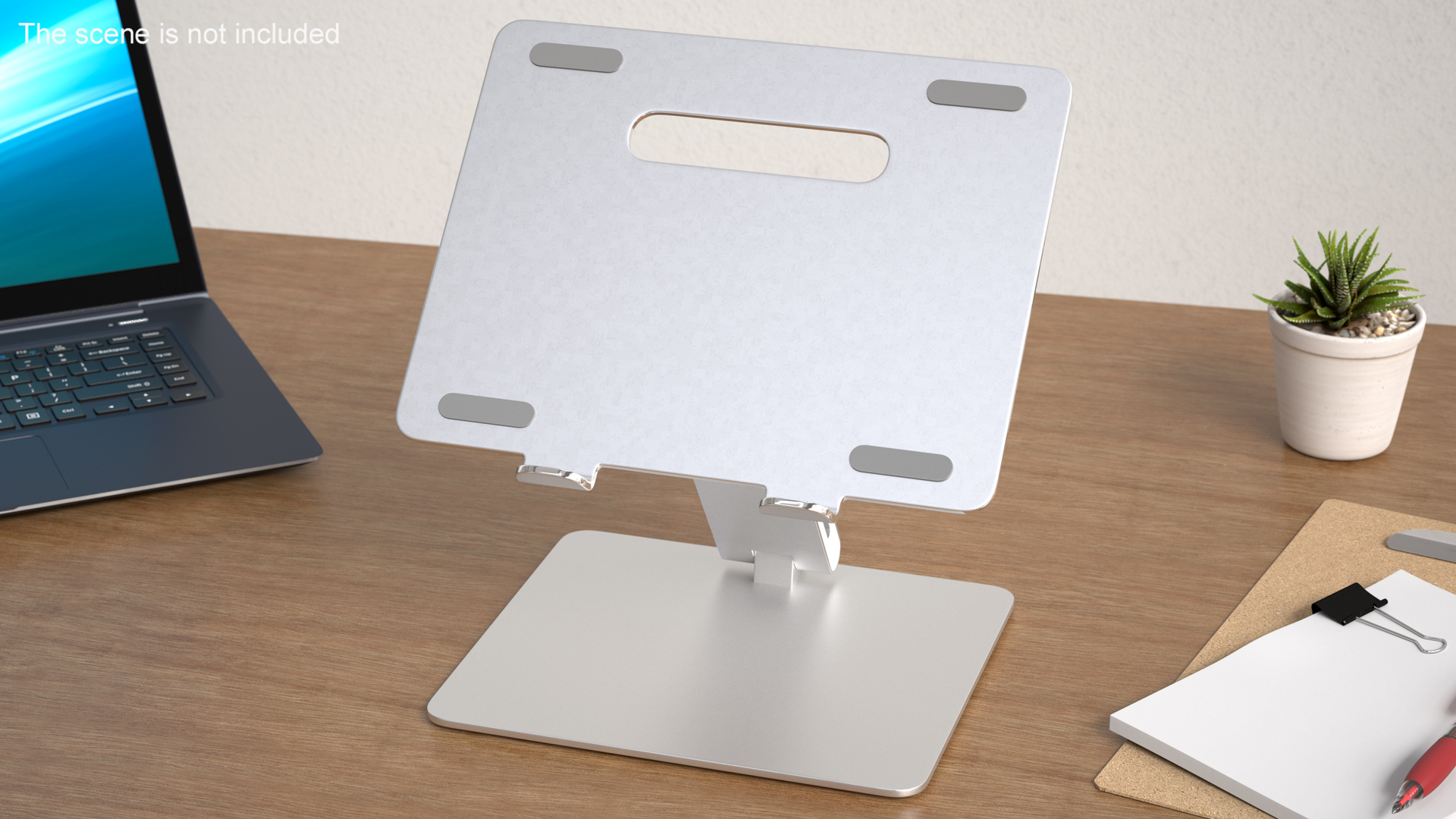 Adjustable Notebook Riser Holder Silver 3D model