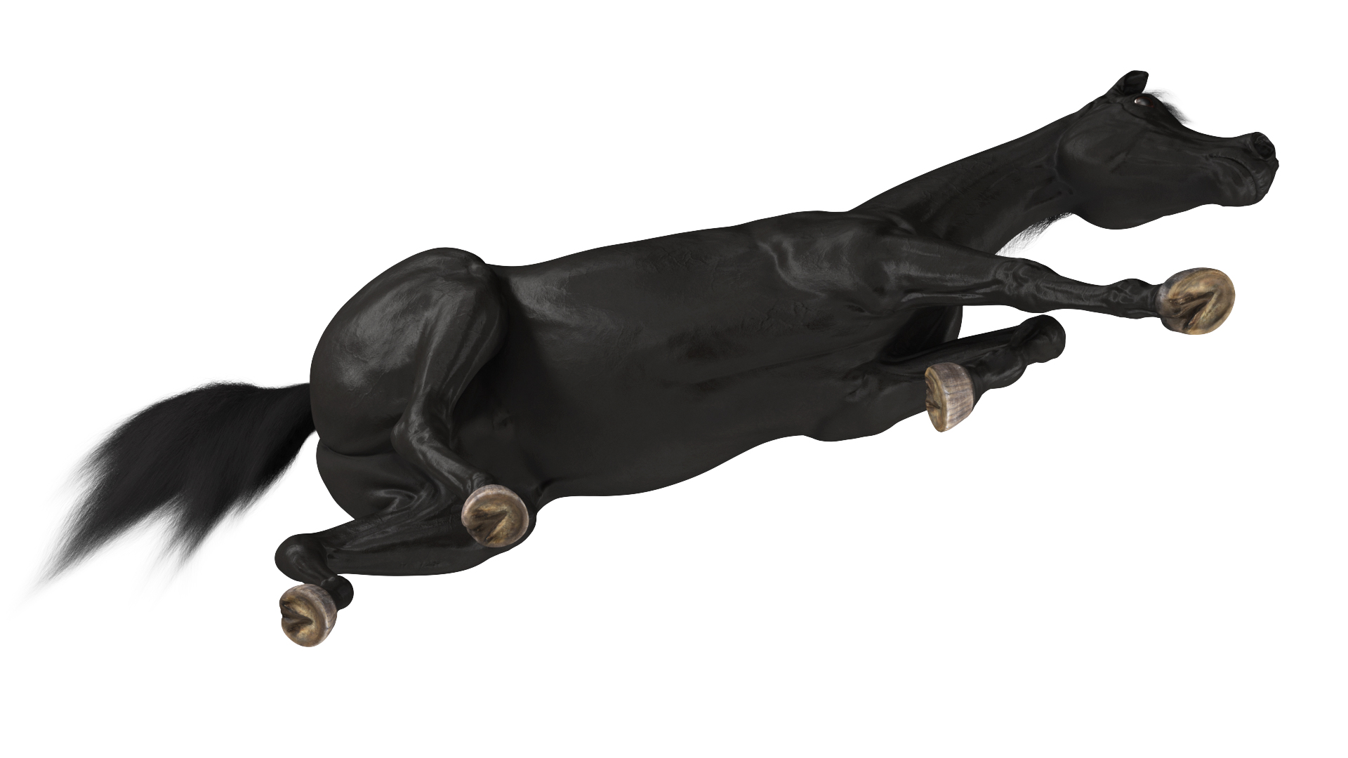 3D Galloping Arabian Horse Black Fur model