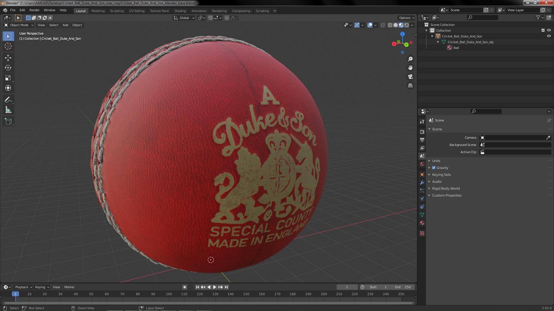 3D model Cricket Ball Duke And Son