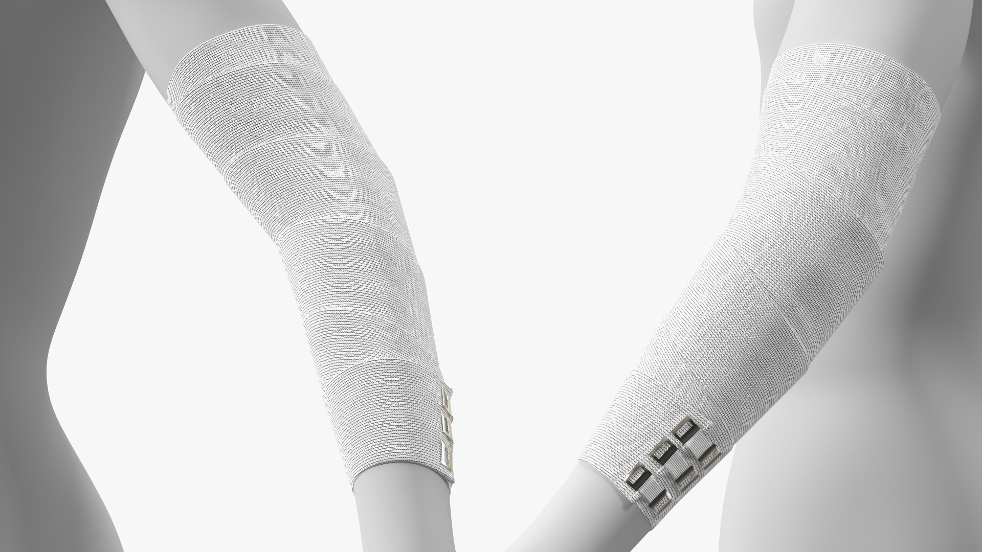 3D Elastic Bandage White with Clamps Wrapped Around Hand on Mannequin