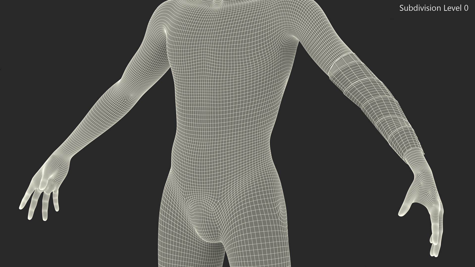 3D Elastic Bandage White with Clamps Wrapped Around Hand on Mannequin