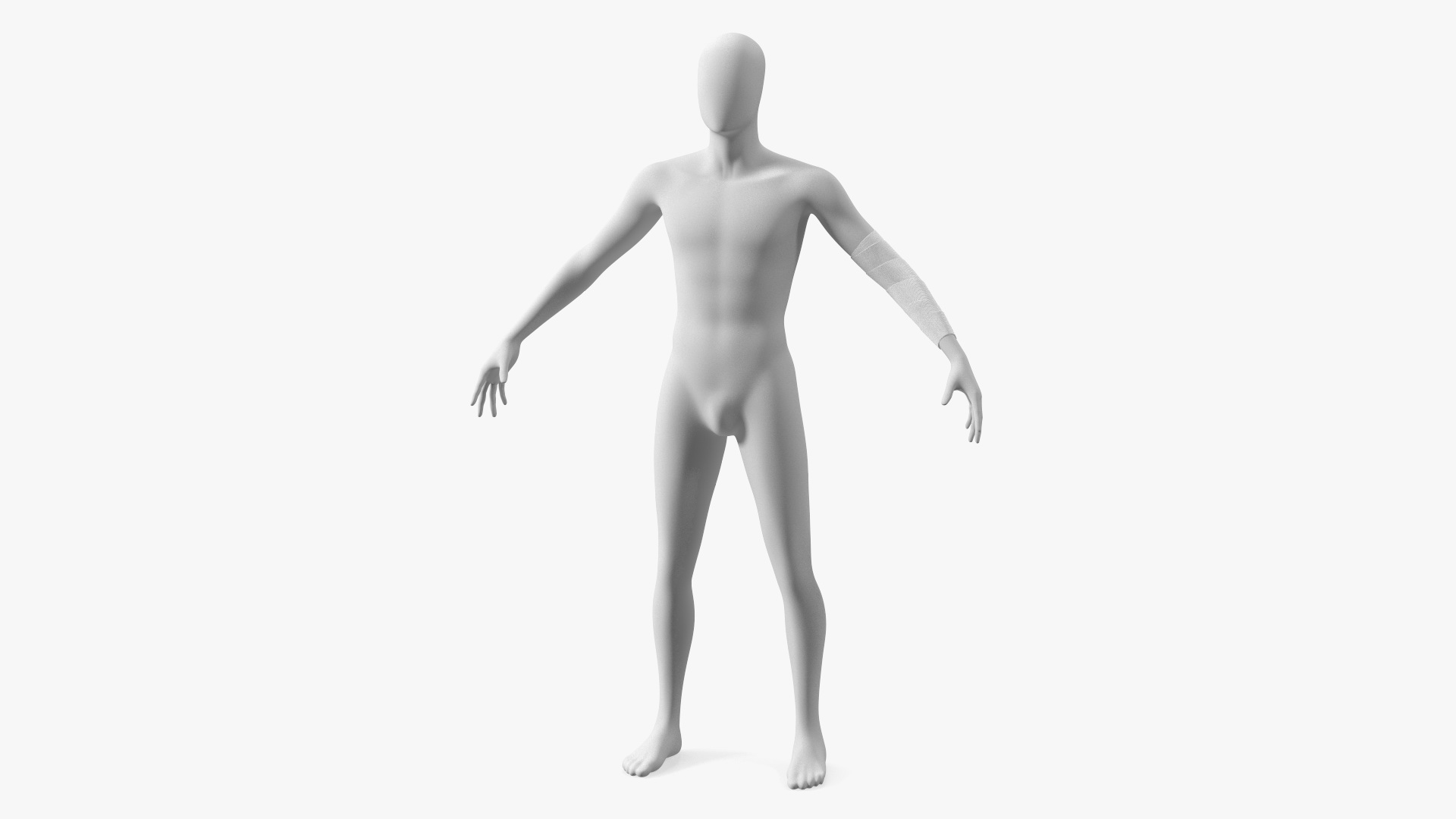 3D Elastic Bandage White with Clamps Wrapped Around Hand on Mannequin