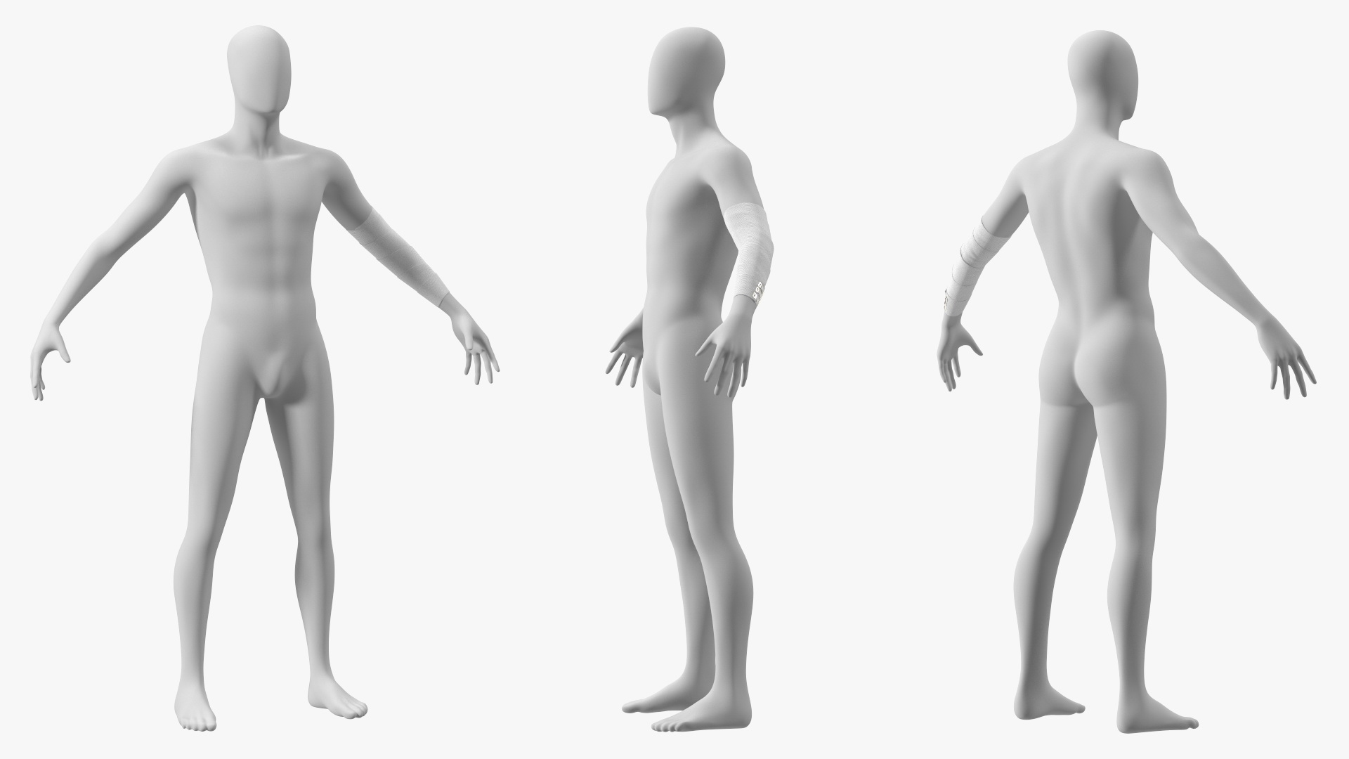 3D Elastic Bandage White with Clamps Wrapped Around Hand on Mannequin