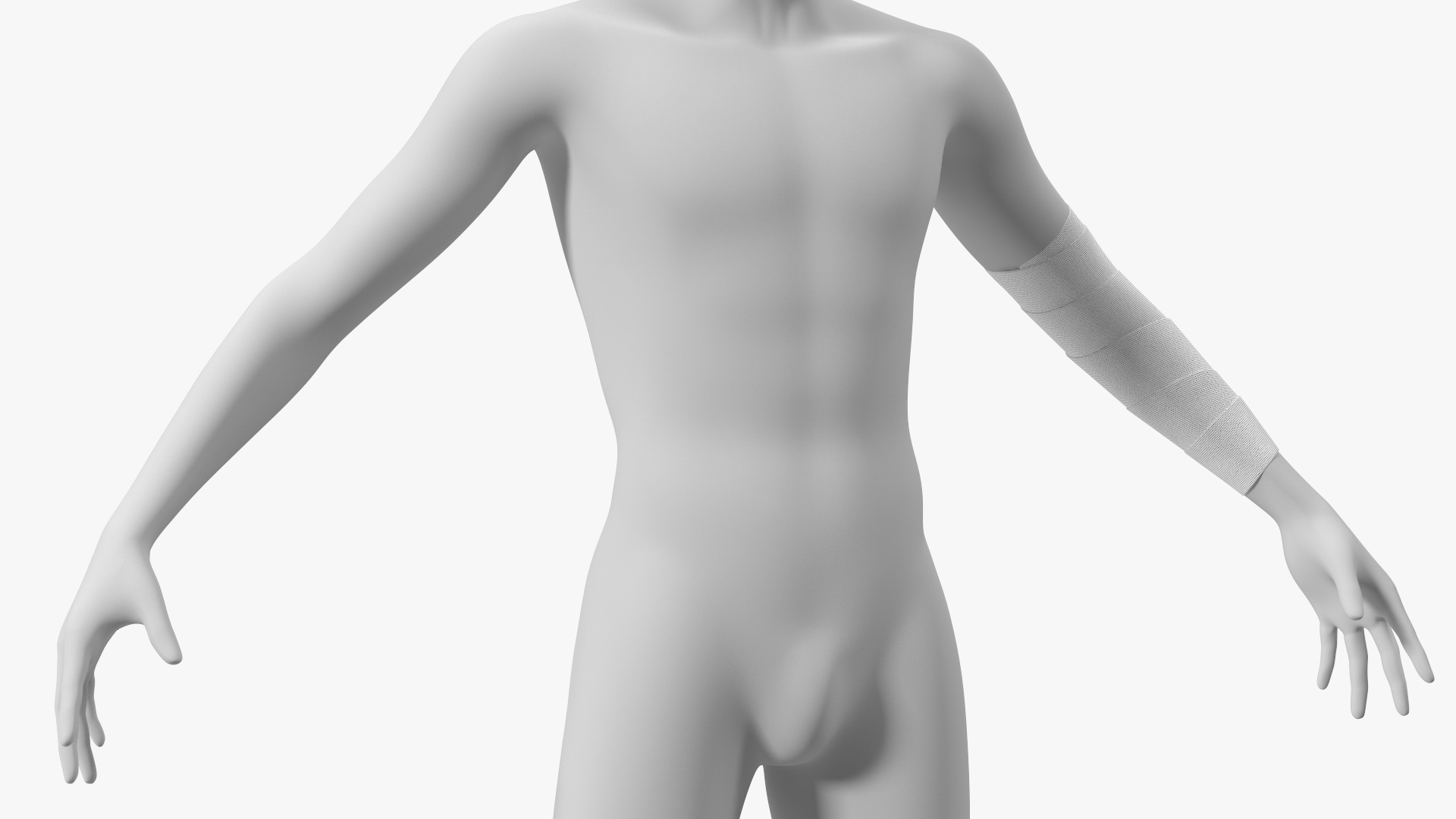 3D Elastic Bandage White with Clamps Wrapped Around Hand on Mannequin