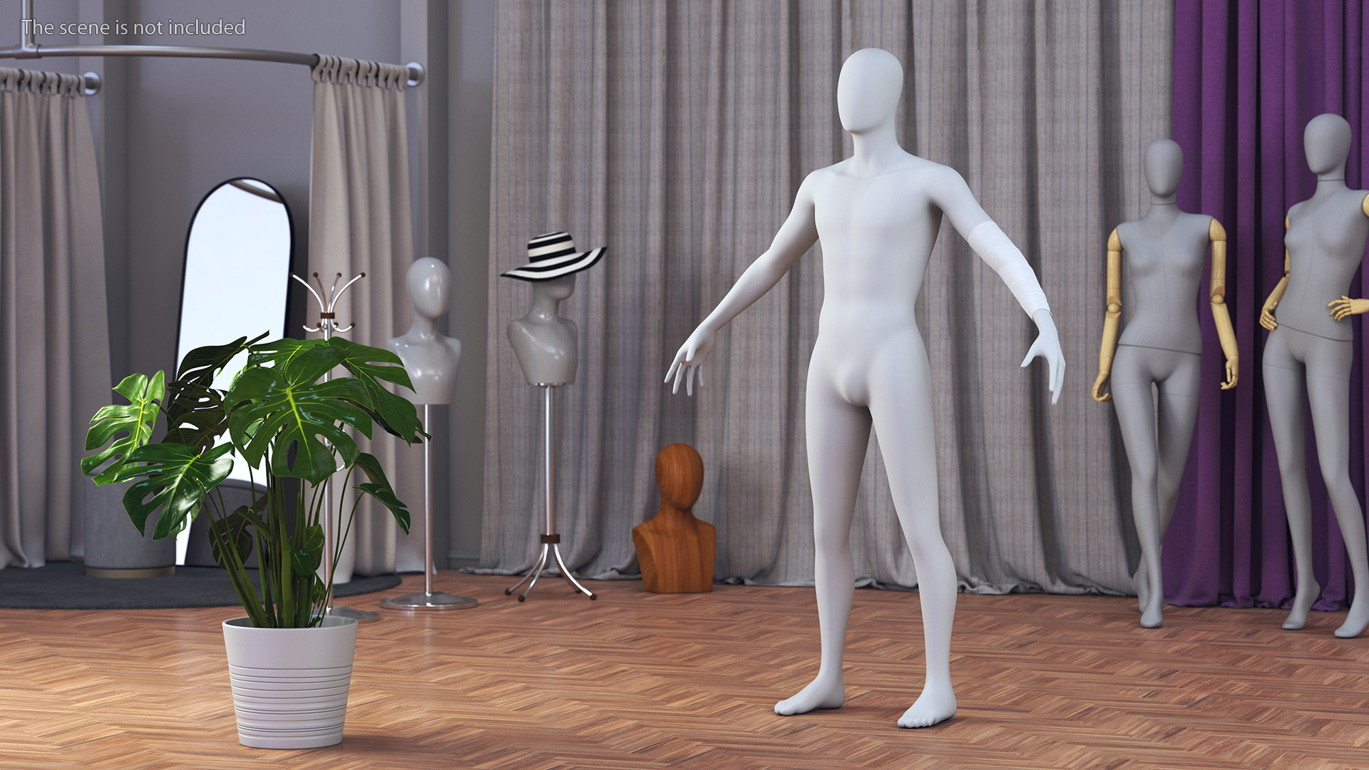 3D Elastic Bandage White with Clamps Wrapped Around Hand on Mannequin