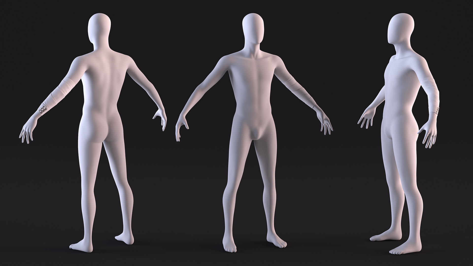 3D Elastic Bandage White with Clamps Wrapped Around Hand on Mannequin