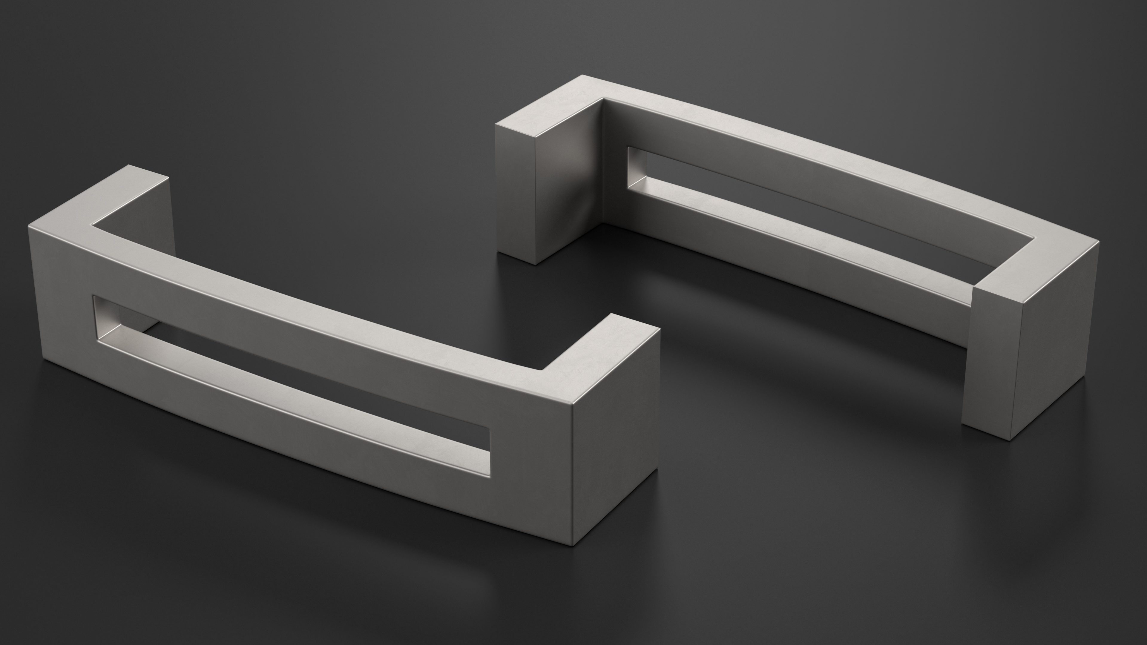 Kitchen Cabinet Handle Flat Silver 3D model