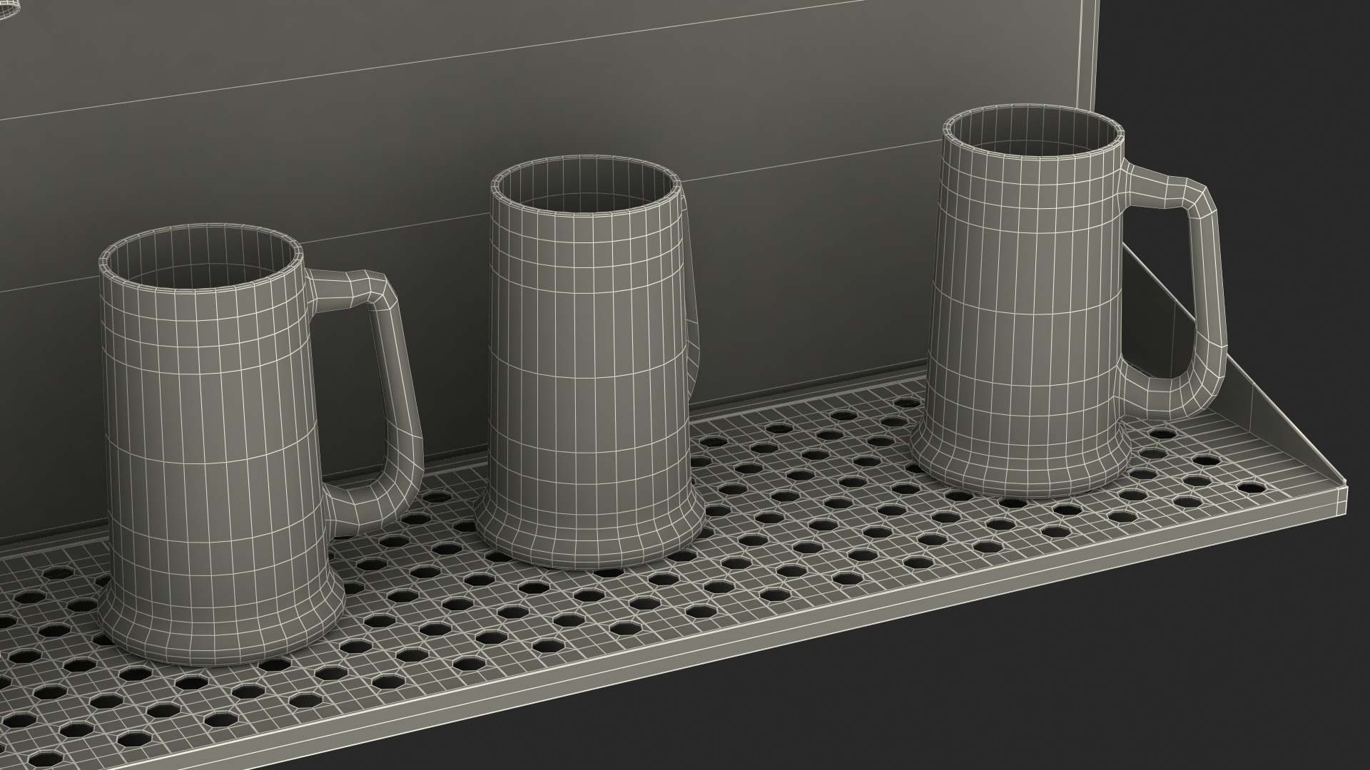 3D model Wall Mount Beer Dispenser 12 Faucet with Beer Mugs
