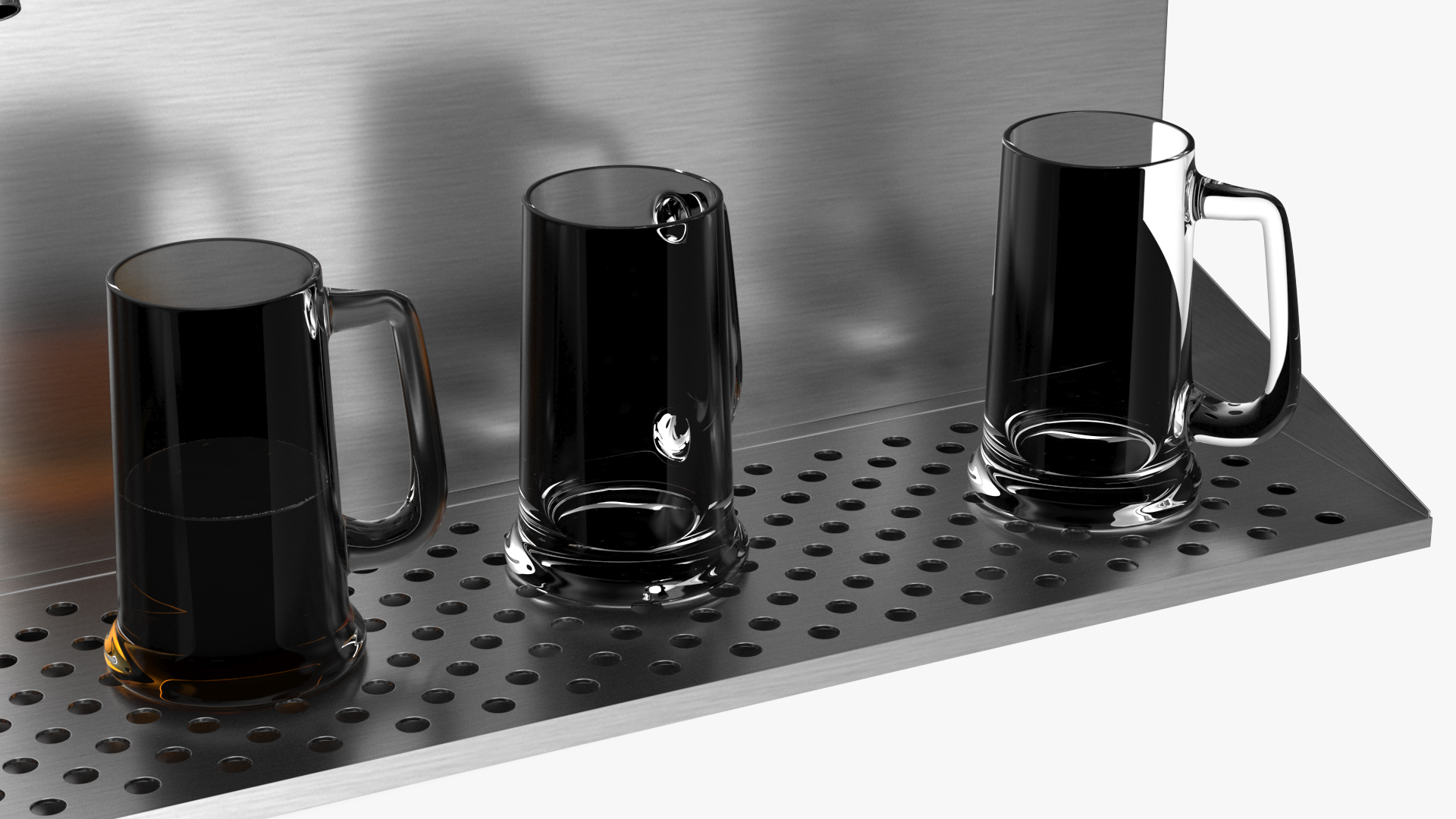 3D model Wall Mount Beer Dispenser 12 Faucet with Beer Mugs