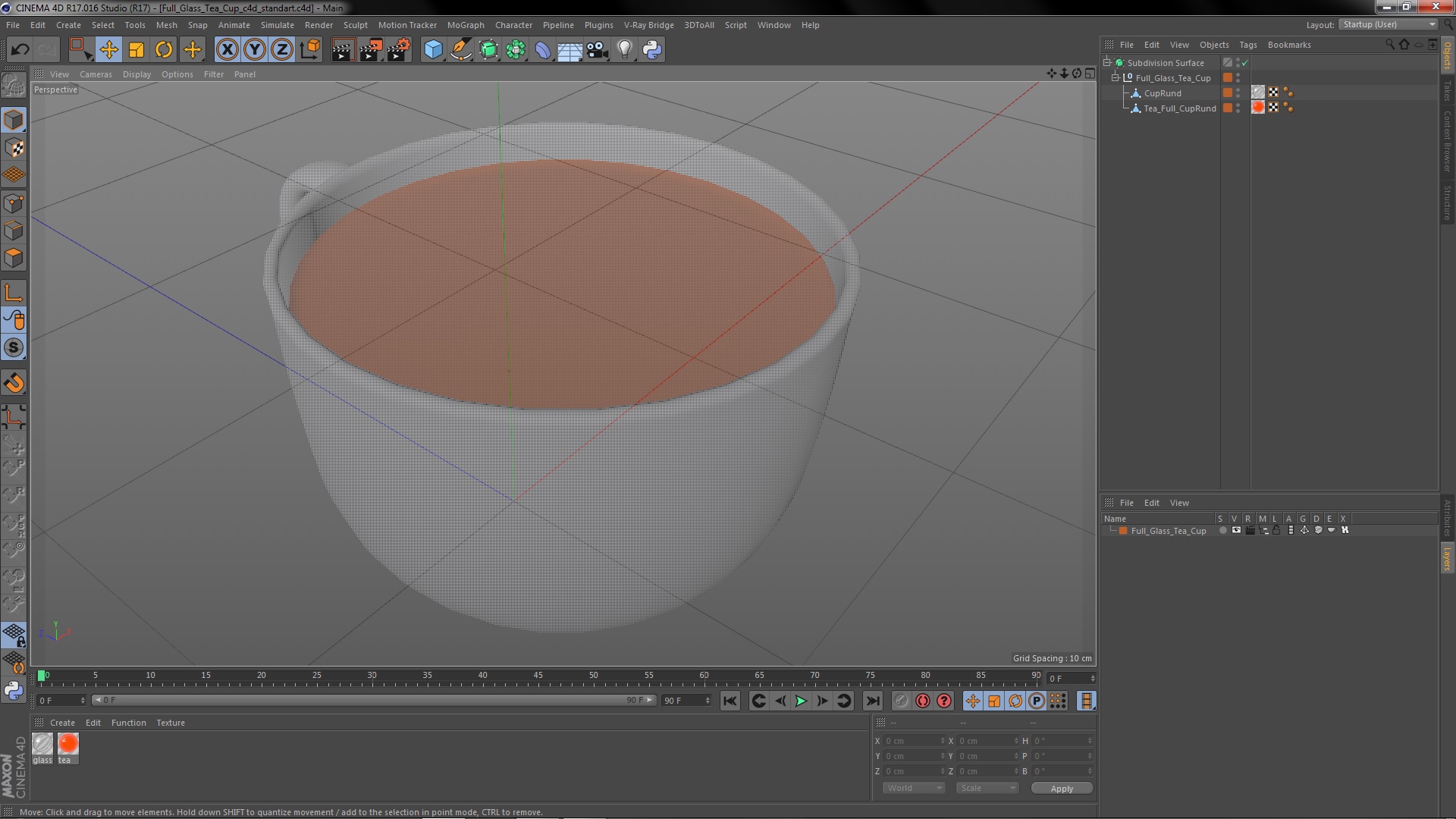 3D Full Glass Tea Cup model
