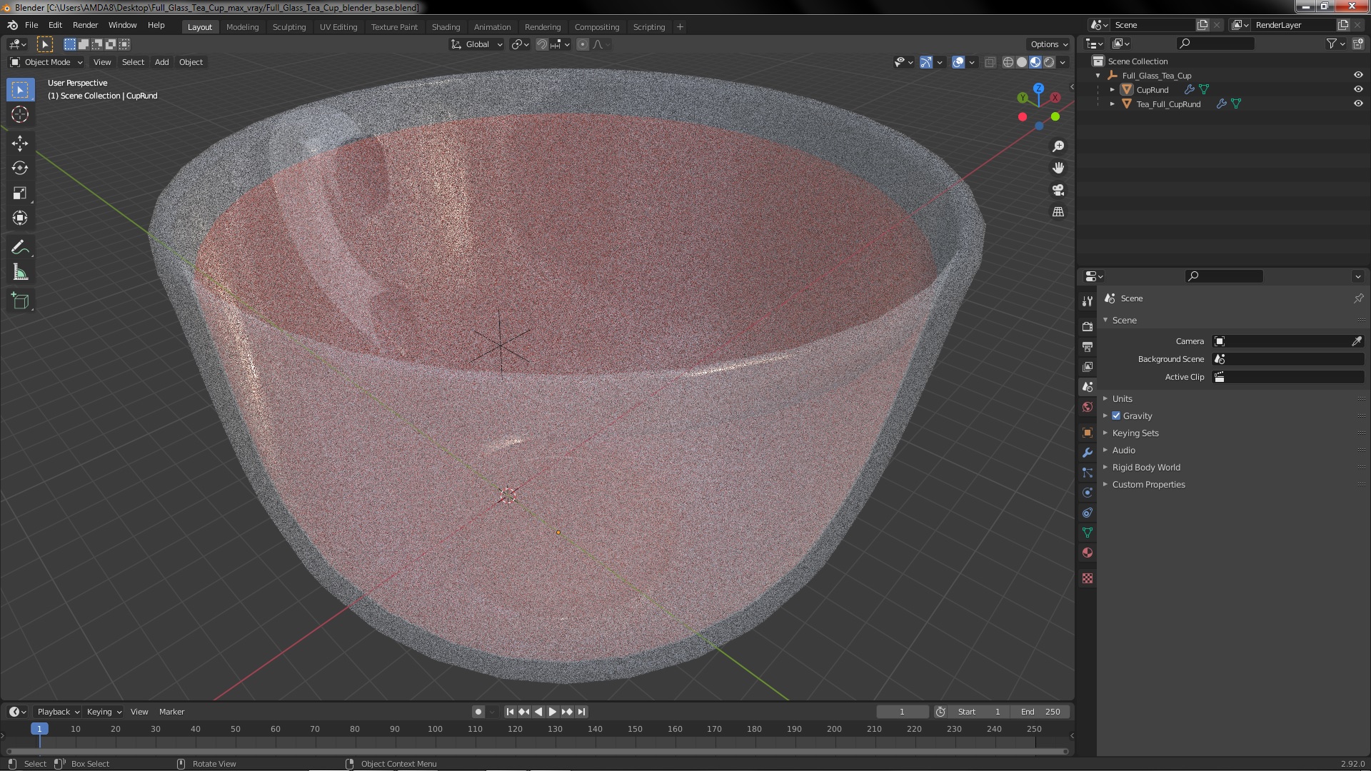 3D Full Glass Tea Cup model