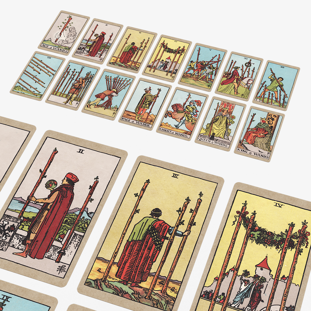 Rider Waite Suit of Wands Tarot Cards