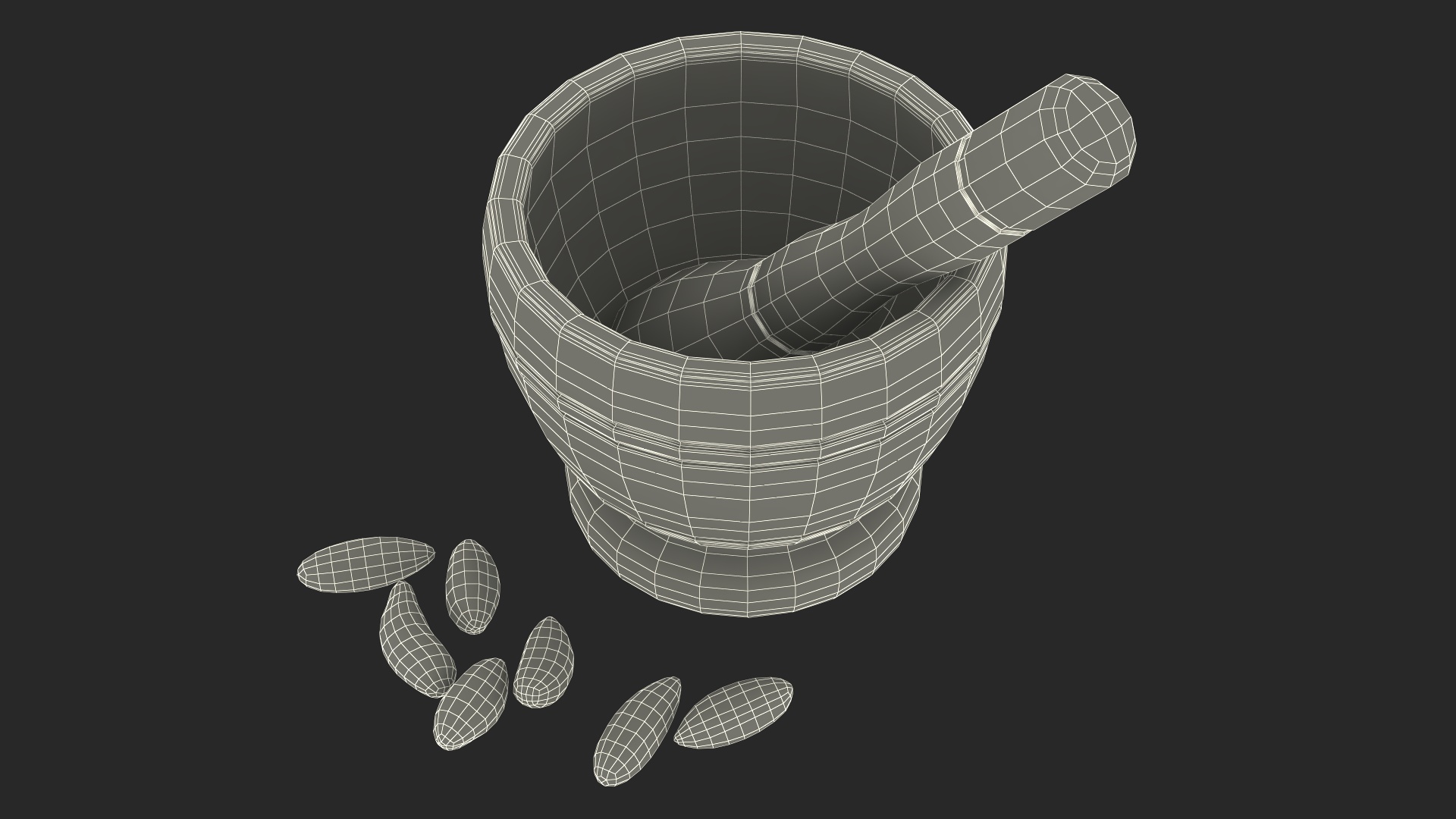 3D Mortar and Pestle Grinding Brazil Nuts model