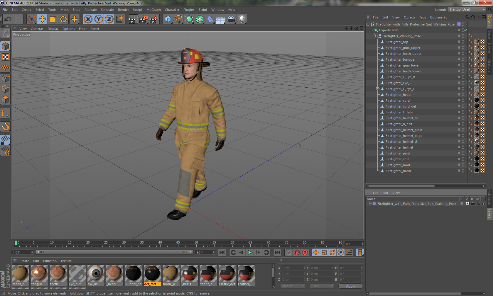 3D Firefighter with Fully Protective Suit Walking Pose