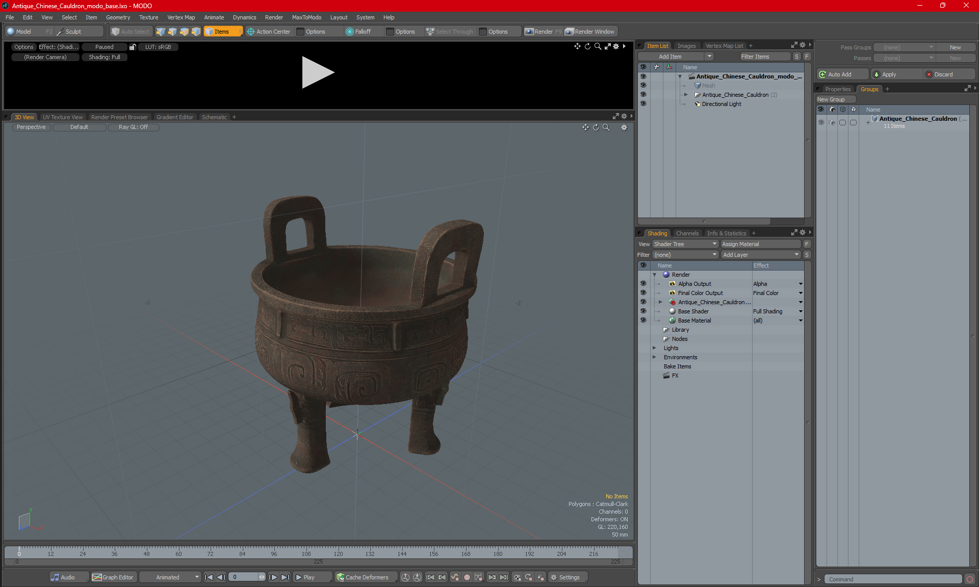Antique Chinese Cauldron for 3D Print 3D